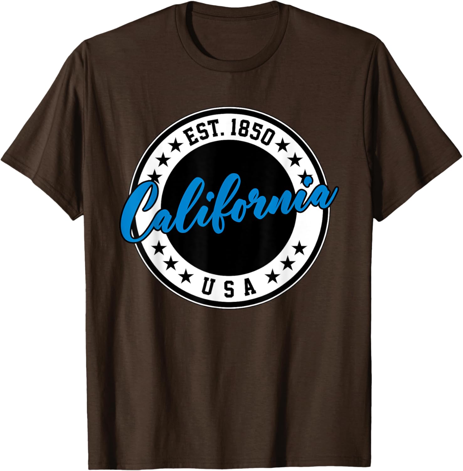 California USA Script Circle Blue Text T-Shirt for Casual Style - 11
