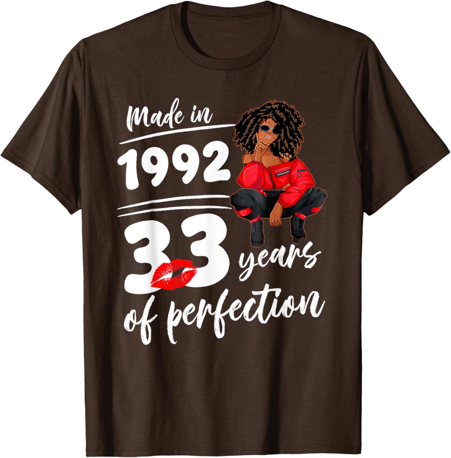 Birthday T-Shirt for Melanin Women - Made in 1992, 33 Years of Perfection - 9