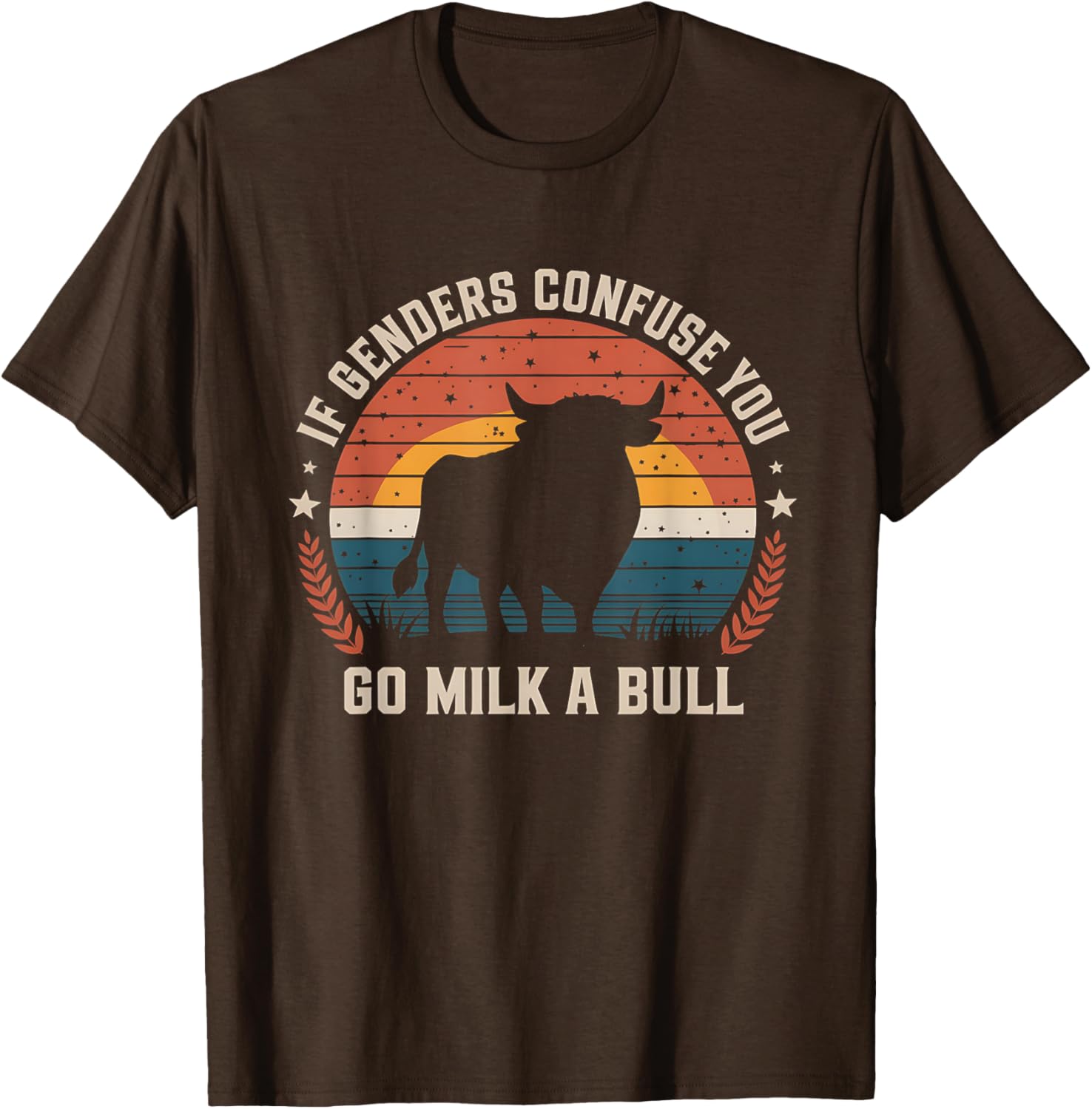 Vintage Funny Quote T-Shirt If Genders Confuse You Go Milk a Bull - 1