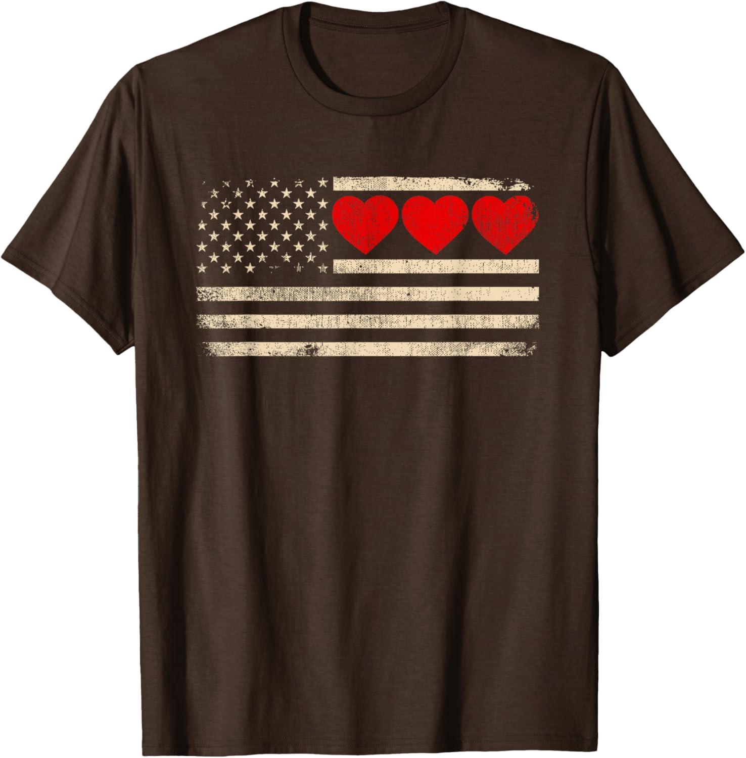 Vintage Valentine's Day T-Shirt Featuring American Flag Hearts for Lovers - 4