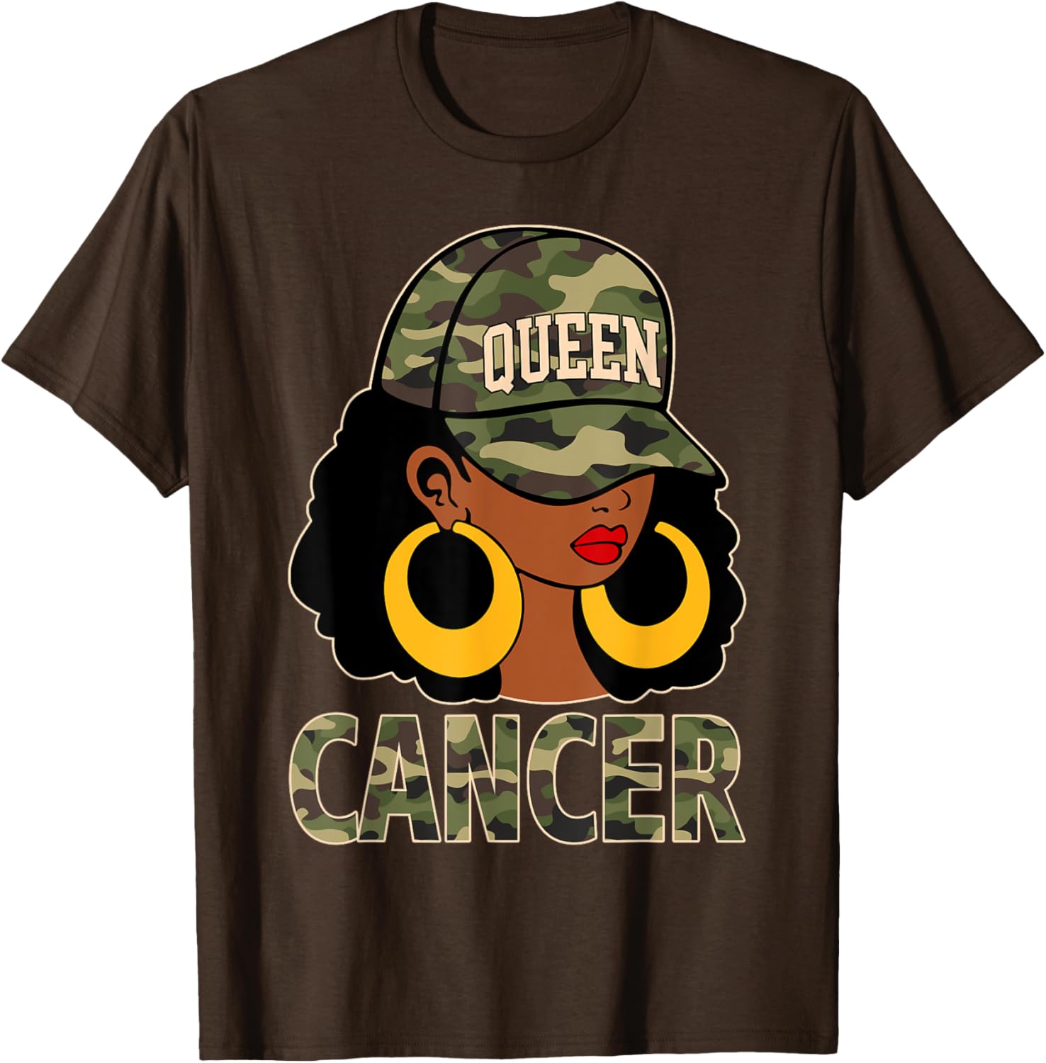 Cancer Queen Black Woman Camo Cap Afro Girl Zodiac T-Shirt for Style - 13