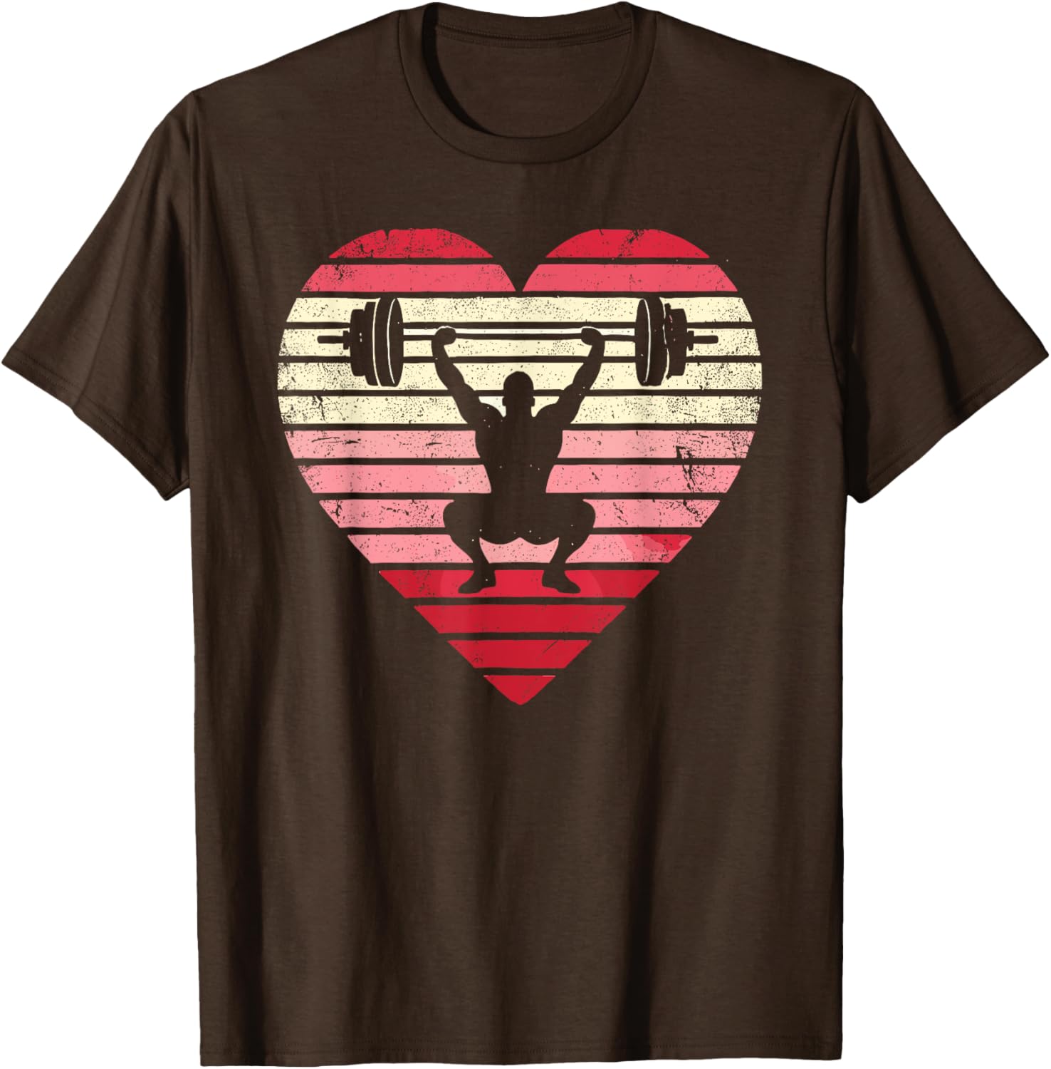 Vintage Retro Heart Weightlifting Gym T-Shirt for Men Fitness Enthusiasts - 4