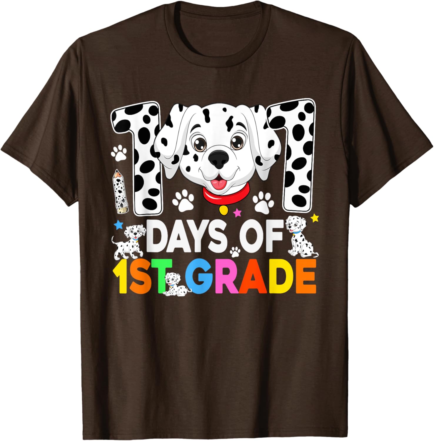 100 Days of School Dalmatian Dog T-Shirt for Kids 3rd Grade Fun Fashion - 14