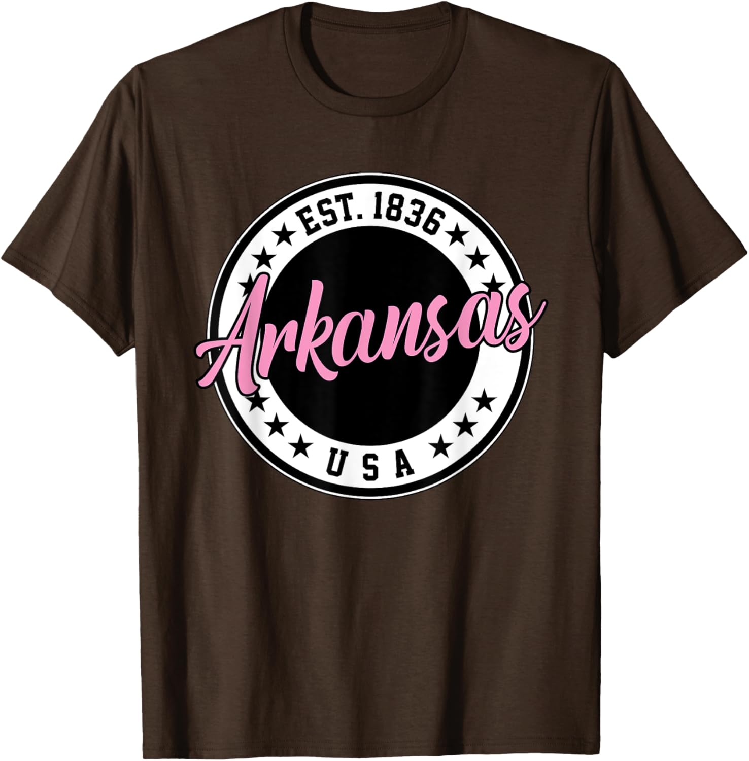 Arkansas Script Circle Pink Text T-Shirt for Stylish Comfort - 9