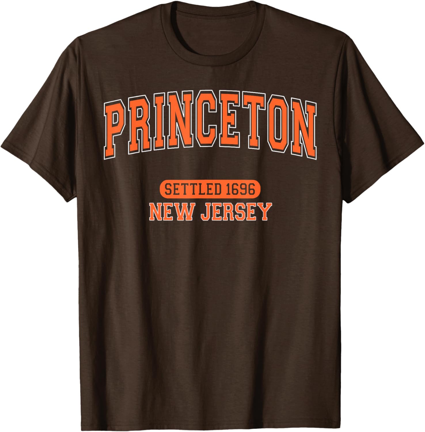 Vintage Arched Orange T-Shirt Celebrating Princeton New Jersey 1696 - 6