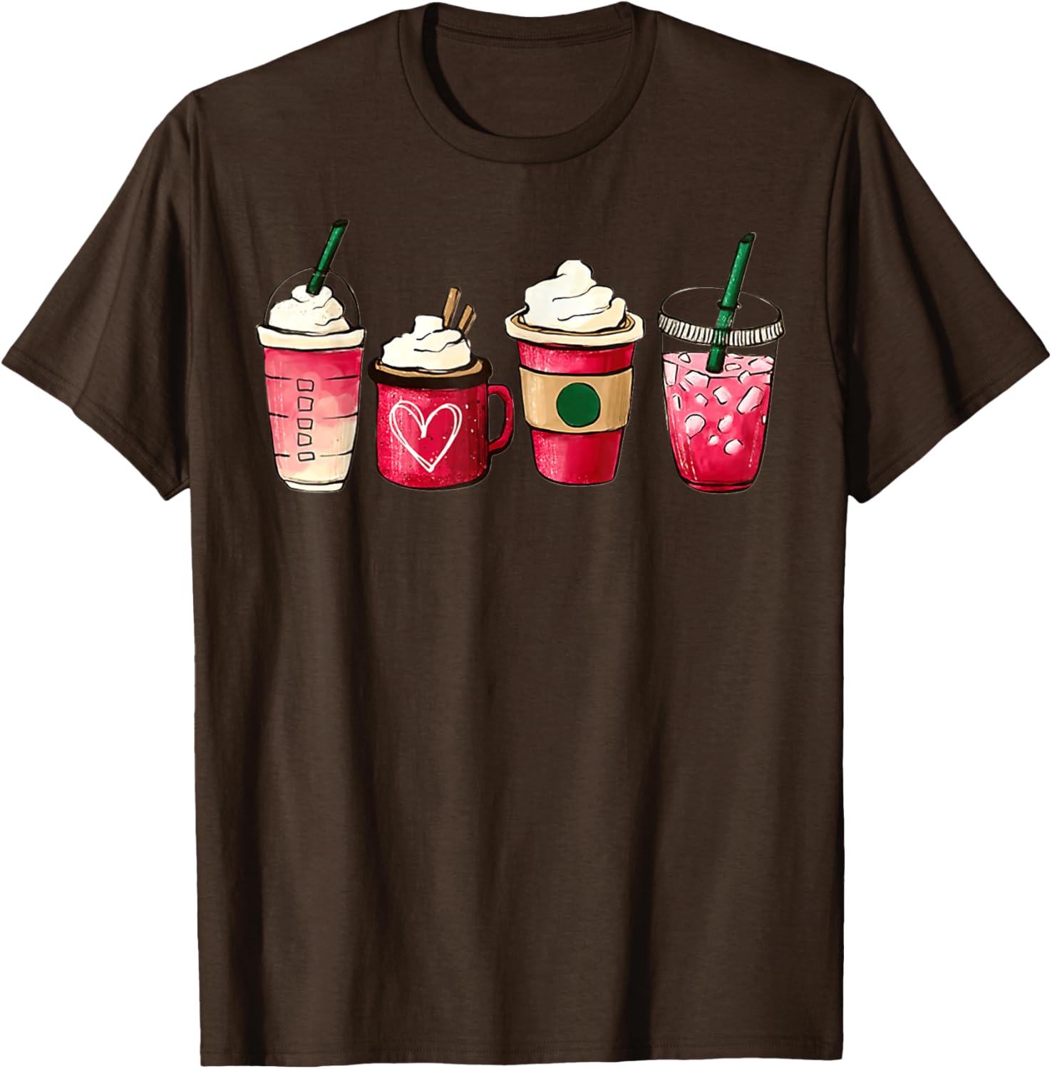 Valentine Heart Latte Iced Coffee T-Shirt for Coffee Lovers - 23
