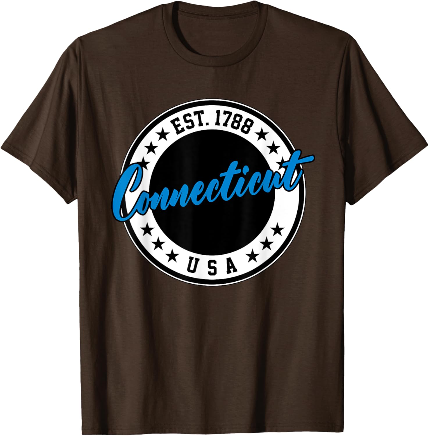 Connecticut USA Script Circle T-Shirt in Blue - Stylish Casual Wear - 10