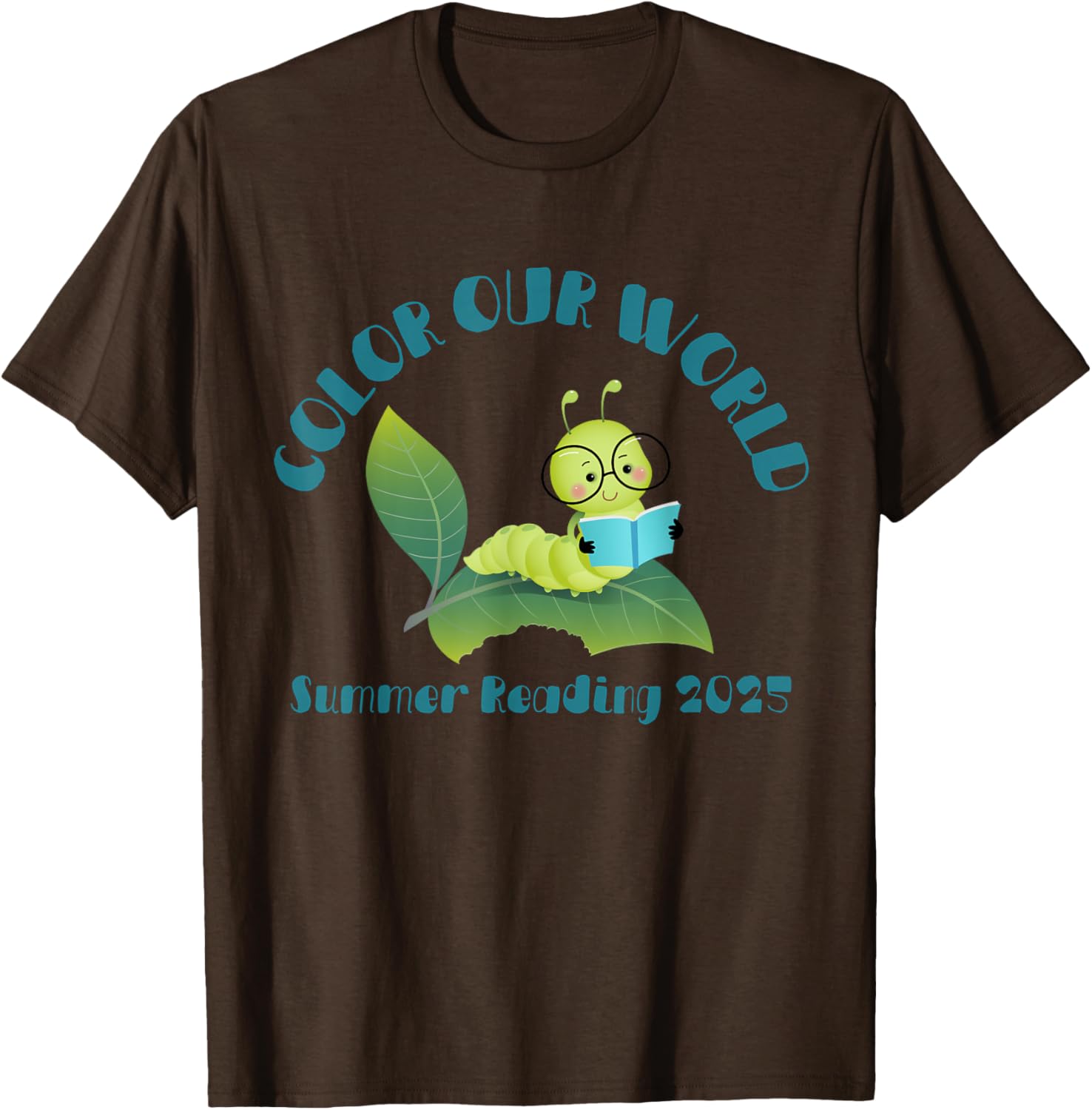 Color Our World Summer 2025 Reading Program Book Worm T-Shirt for Kids - 20