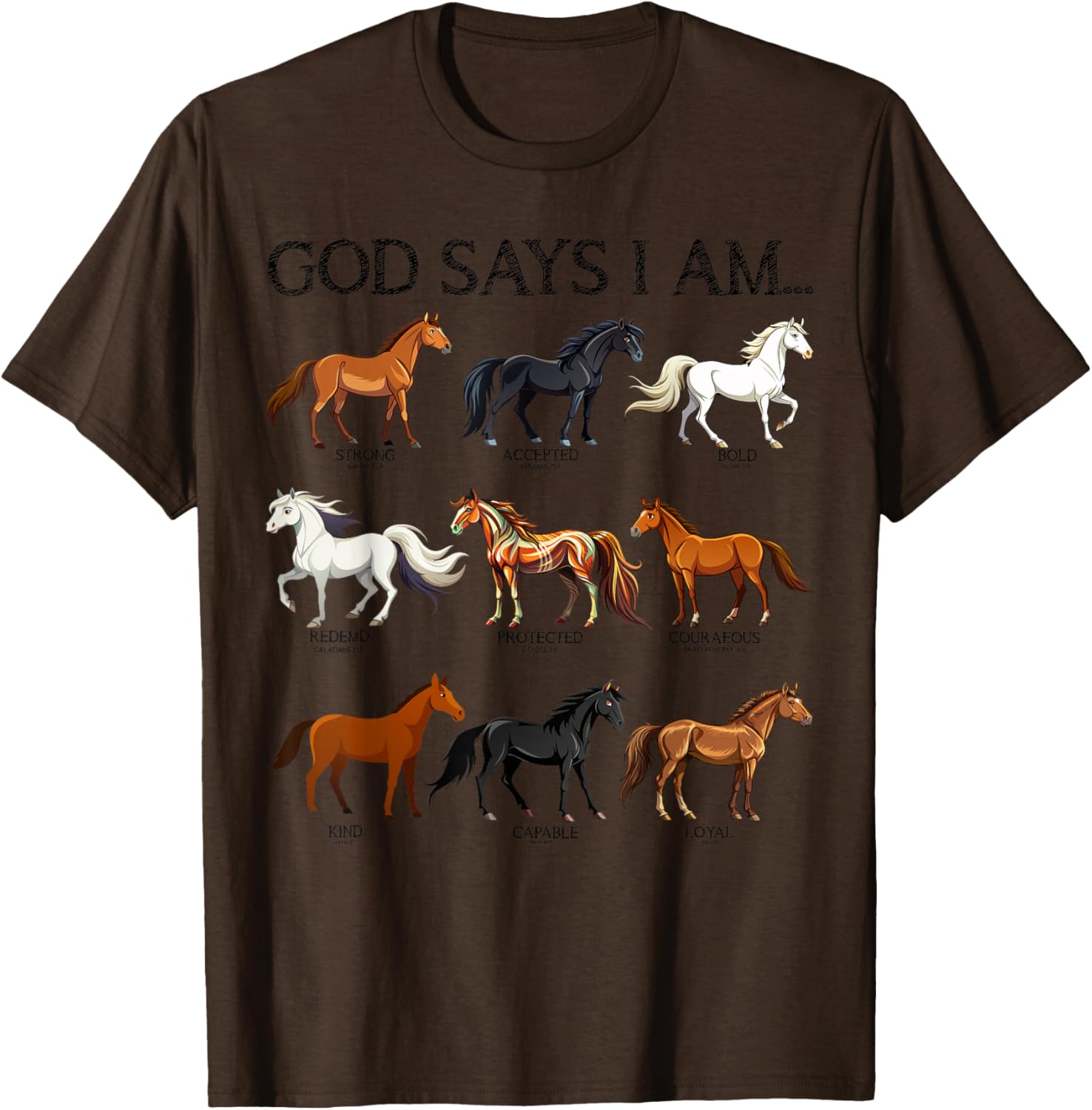Cute Christian Teen Girl T-Shirt with Jesus and Horses Love Design - 11
