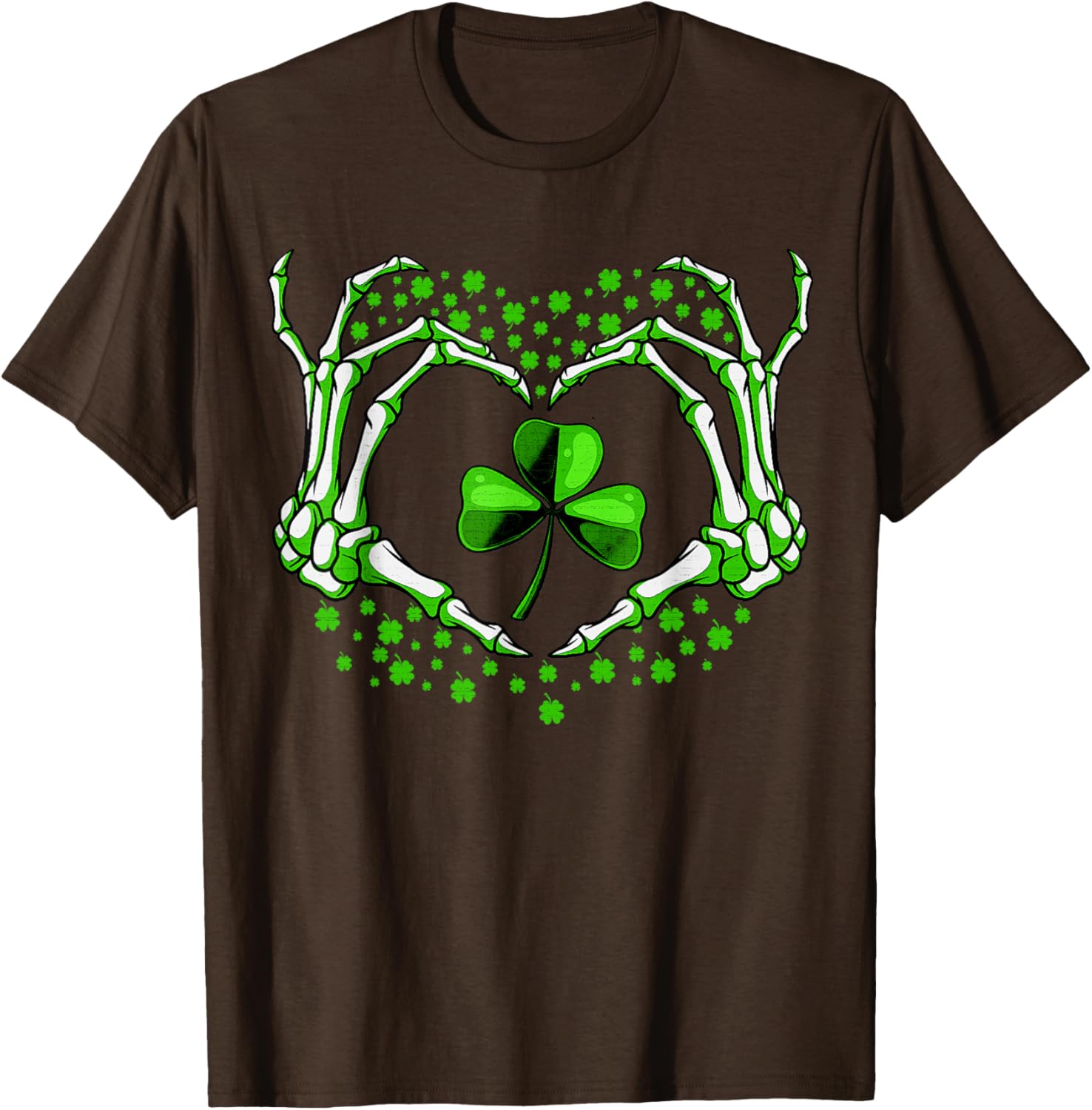 Skeleton Hand Heart Shamrock St Patricks Day T-Shirt for Festive Fun - 1