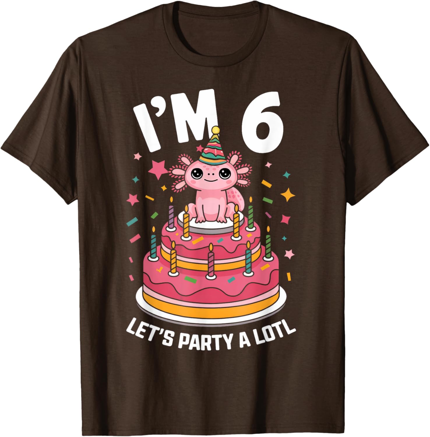 Cute Axolotl 6th Birthday T-Shirt for Kids Fun Birthday Party Outfit - 6