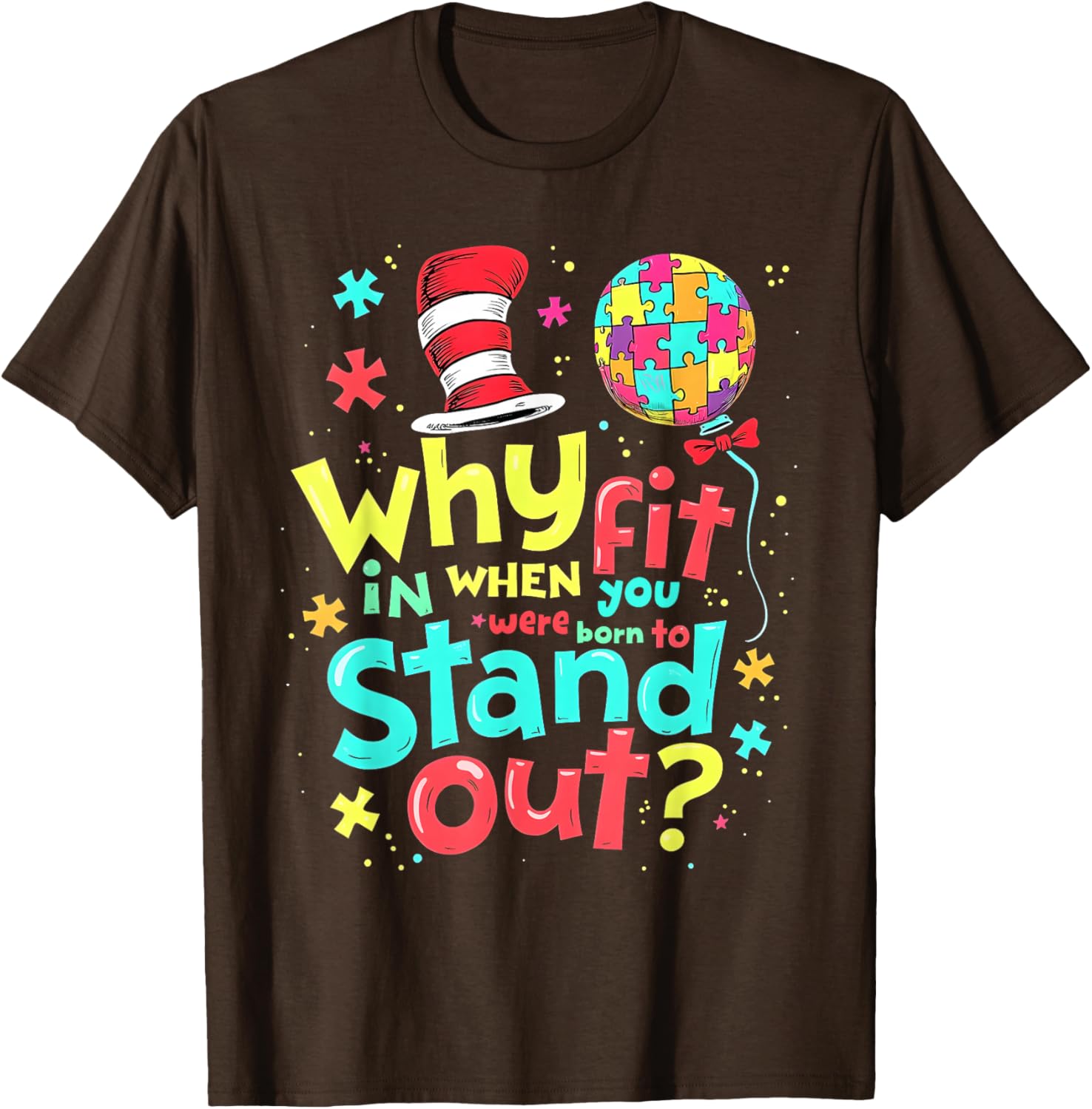 Autism Awareness Cool Cat in the Hat T-Shirt for Doctors and Teachers - 10