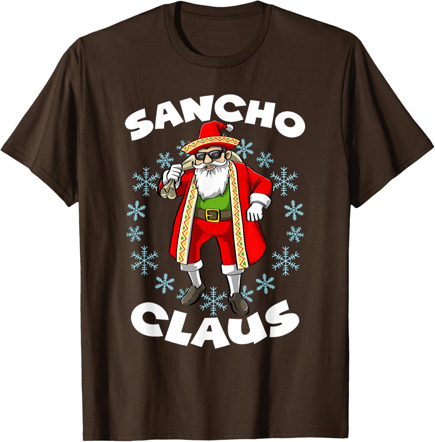 Funny Santa Claus Sancho Mexican Christmas T-Shirt for Holiday Cheer - 8