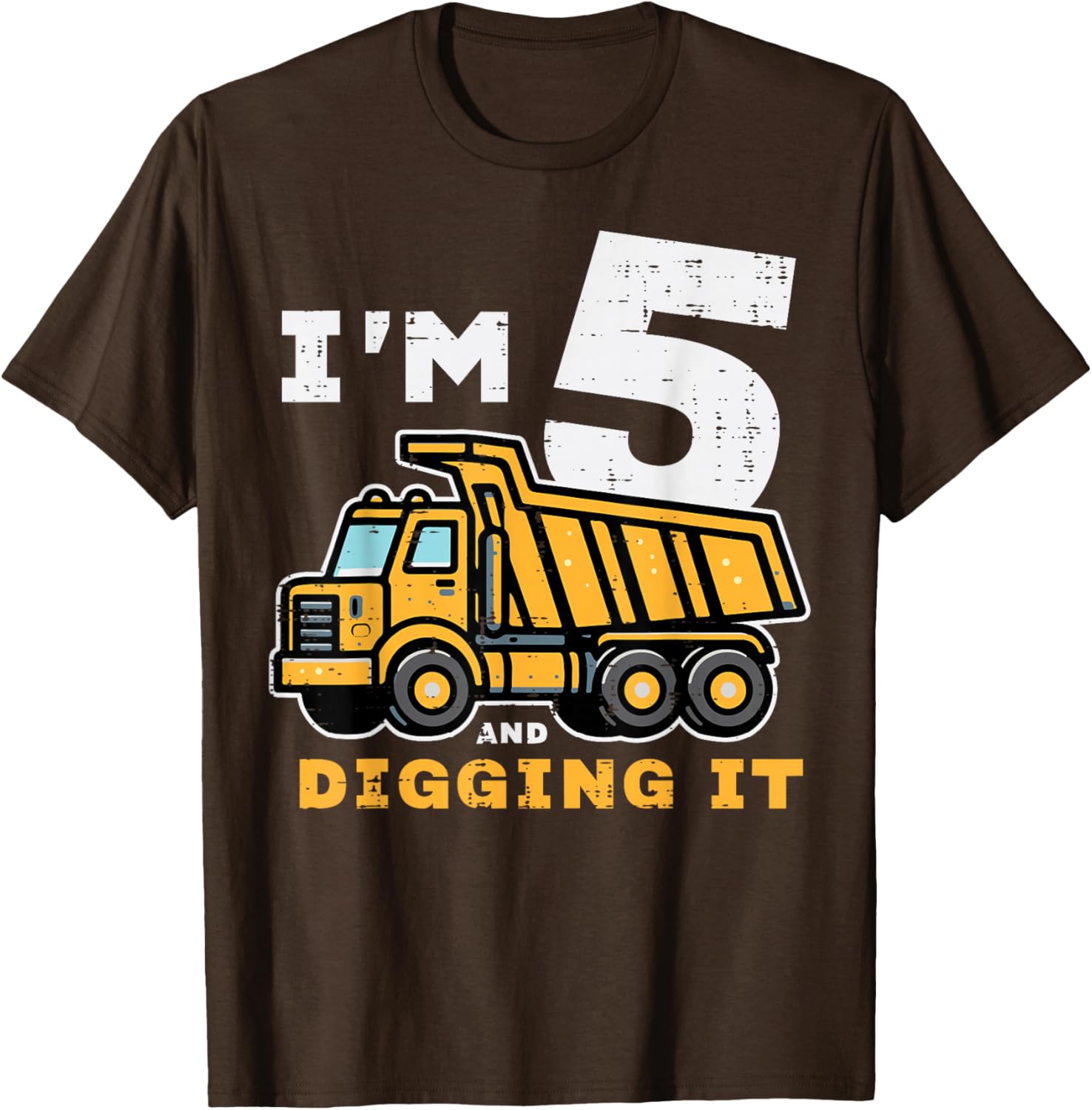 5th Birthday Dump Truck T-Shirt for Boys I’m 5 Digging It Fun Kids Tee - 5