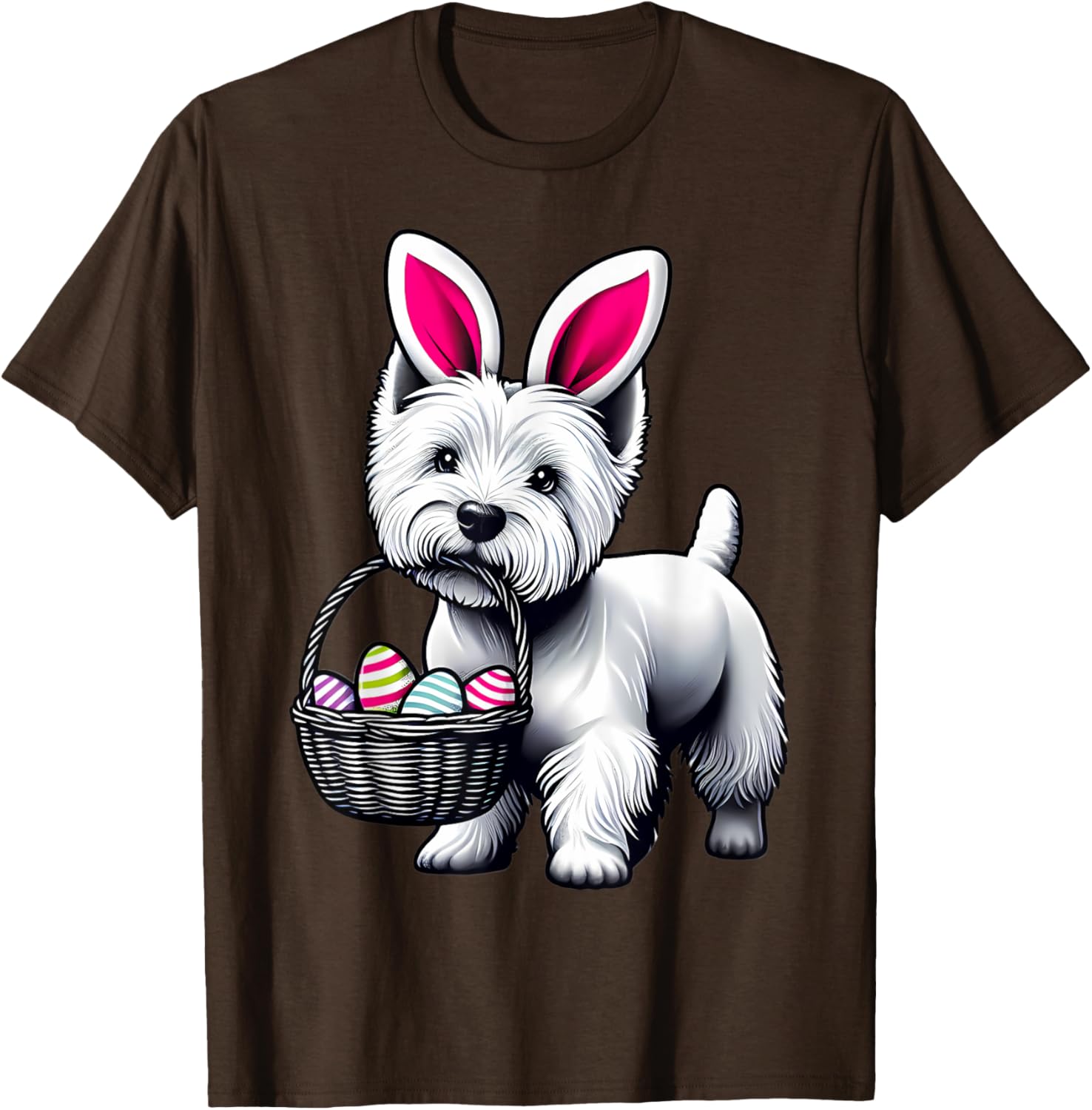 Adorable Bunny Ear West Highland Terrier Easter Eggs T-Shirt for Dogs - 16