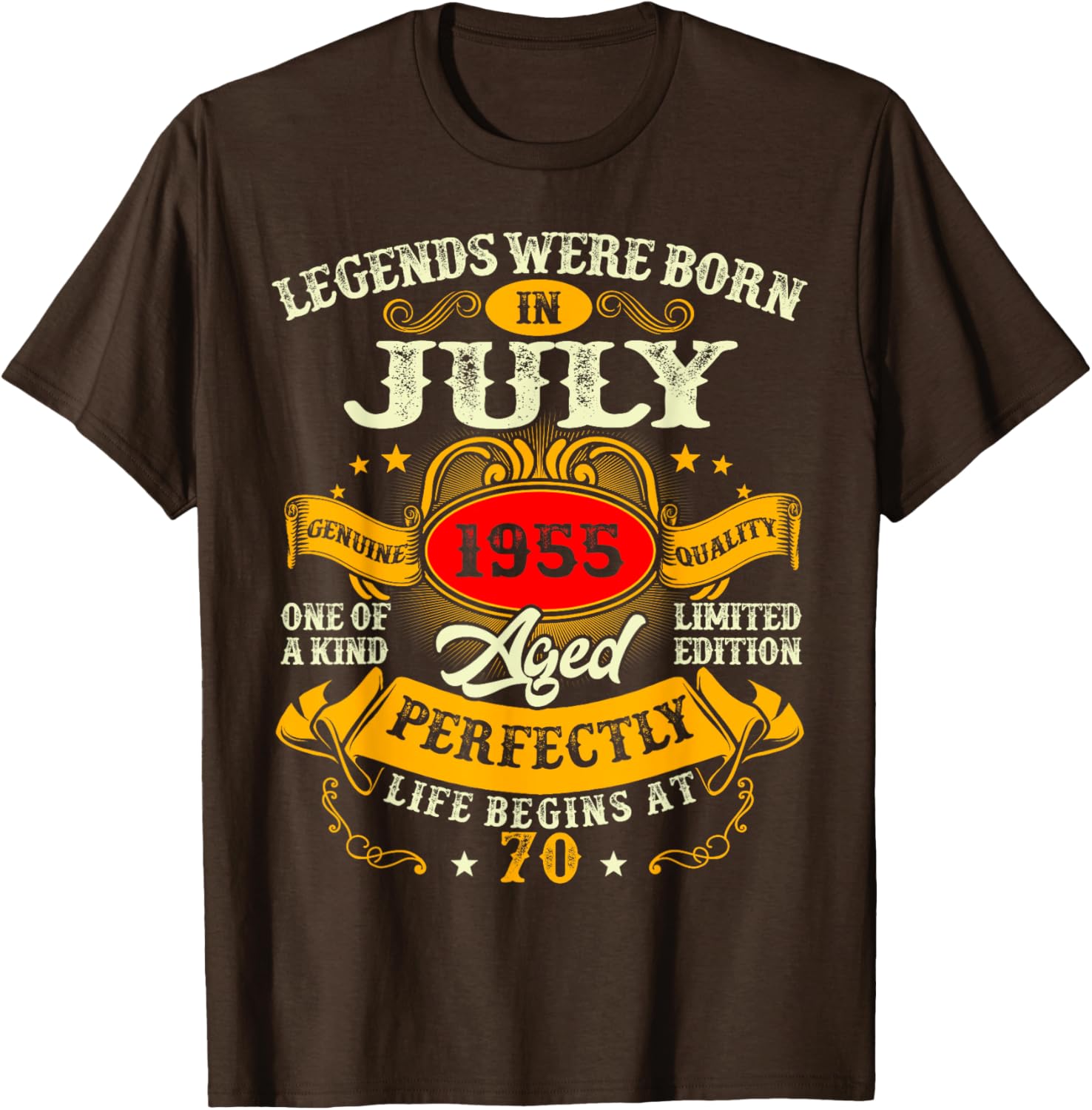 Vintage Retro 70th Birthday T-Shirt for July 1955 Legends Men Women - 2