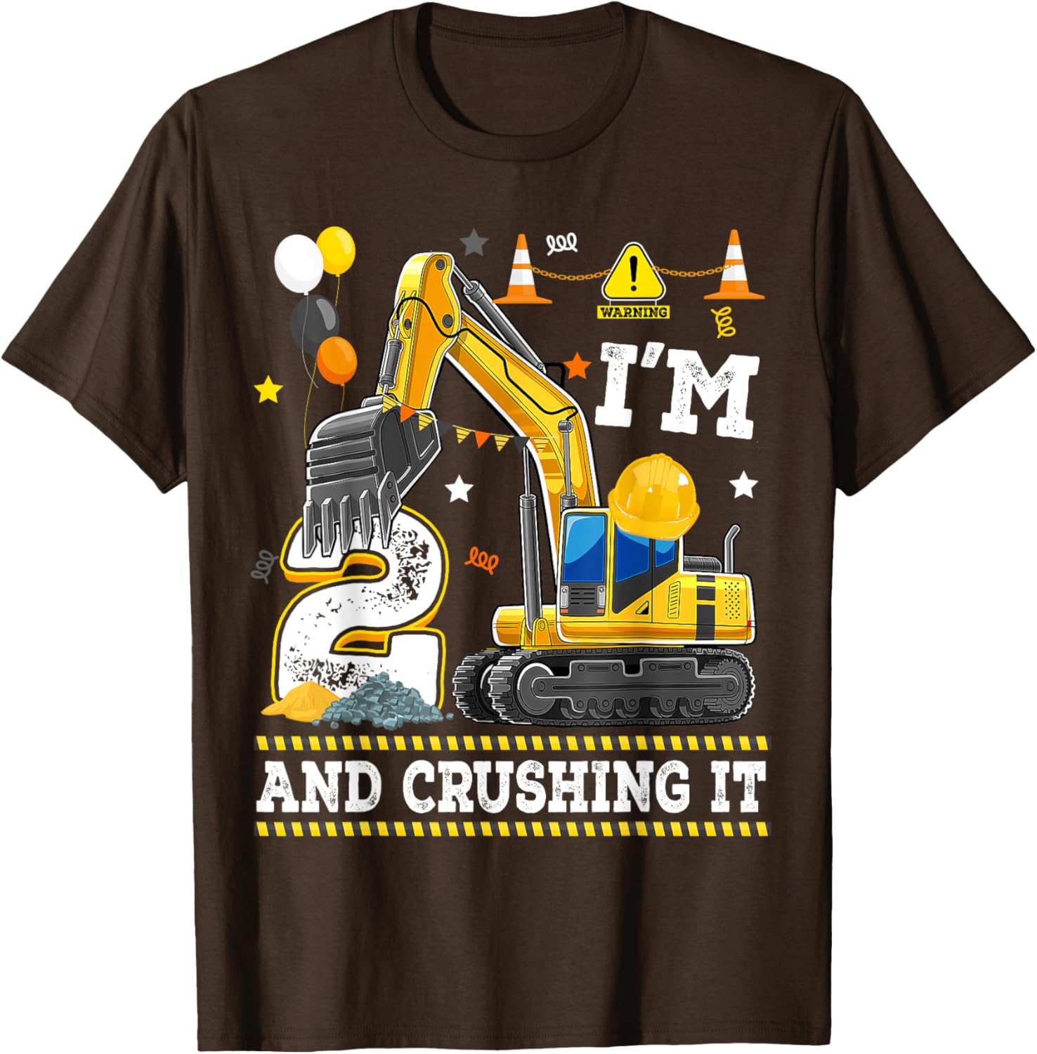 Adorable 2nd Birthday Excavator Digger Builder T-Shirt for Kids - 21