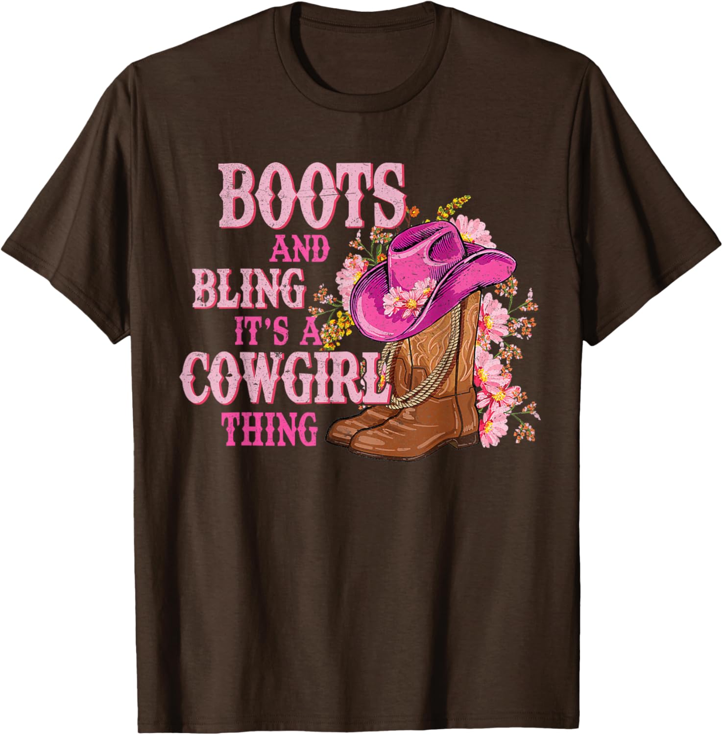 Cowgirl Style Boots and Bling Rodeo Love T-Shirt for Country Girls - 1