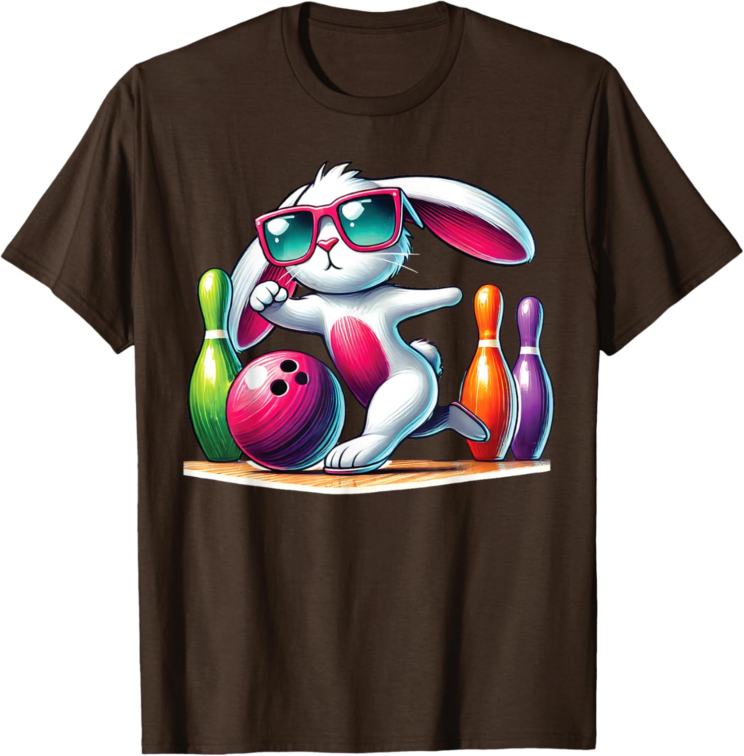 Bunny Ear Easter Bowling T-Shirt for Fun Egg Hunt Celebrations - 9