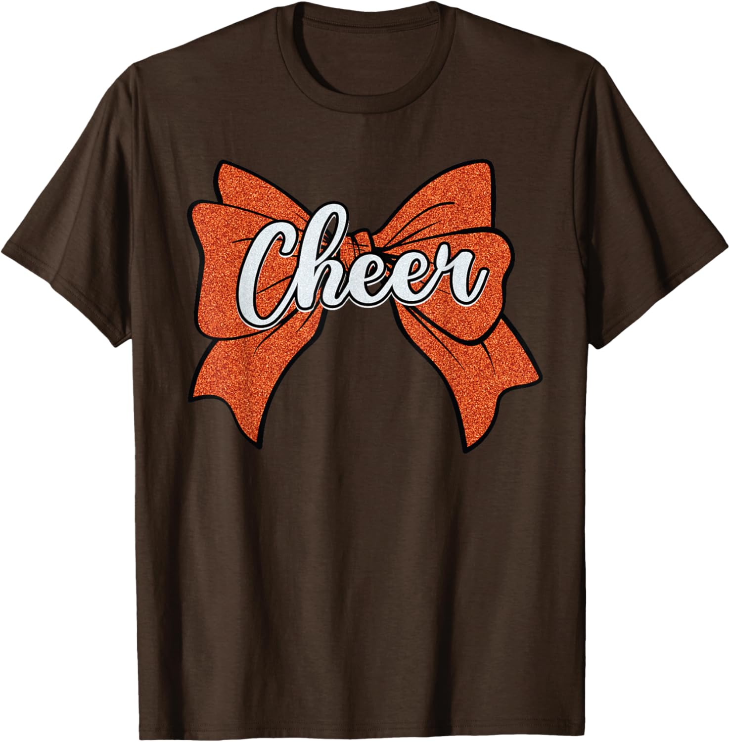 Coquette Orange Cheer Bow Sport T-Shirt for Cheerleaders and Fans - 25