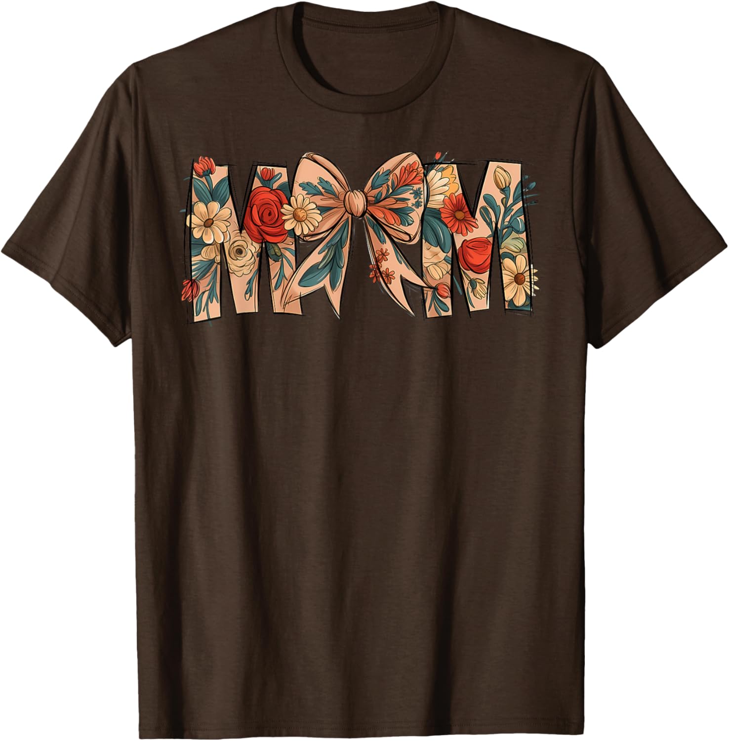 Charming Floral Coquette Bow T-Shirt for Moms on Mother's Day - 4