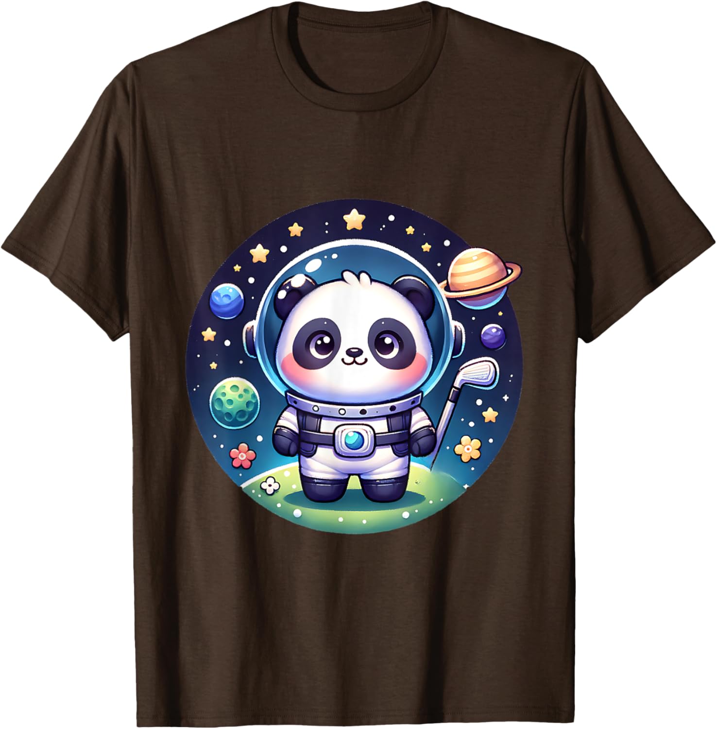Cosmic Golfer Panda Bear Astronaut T-Shirt for Golf Lovers - 12