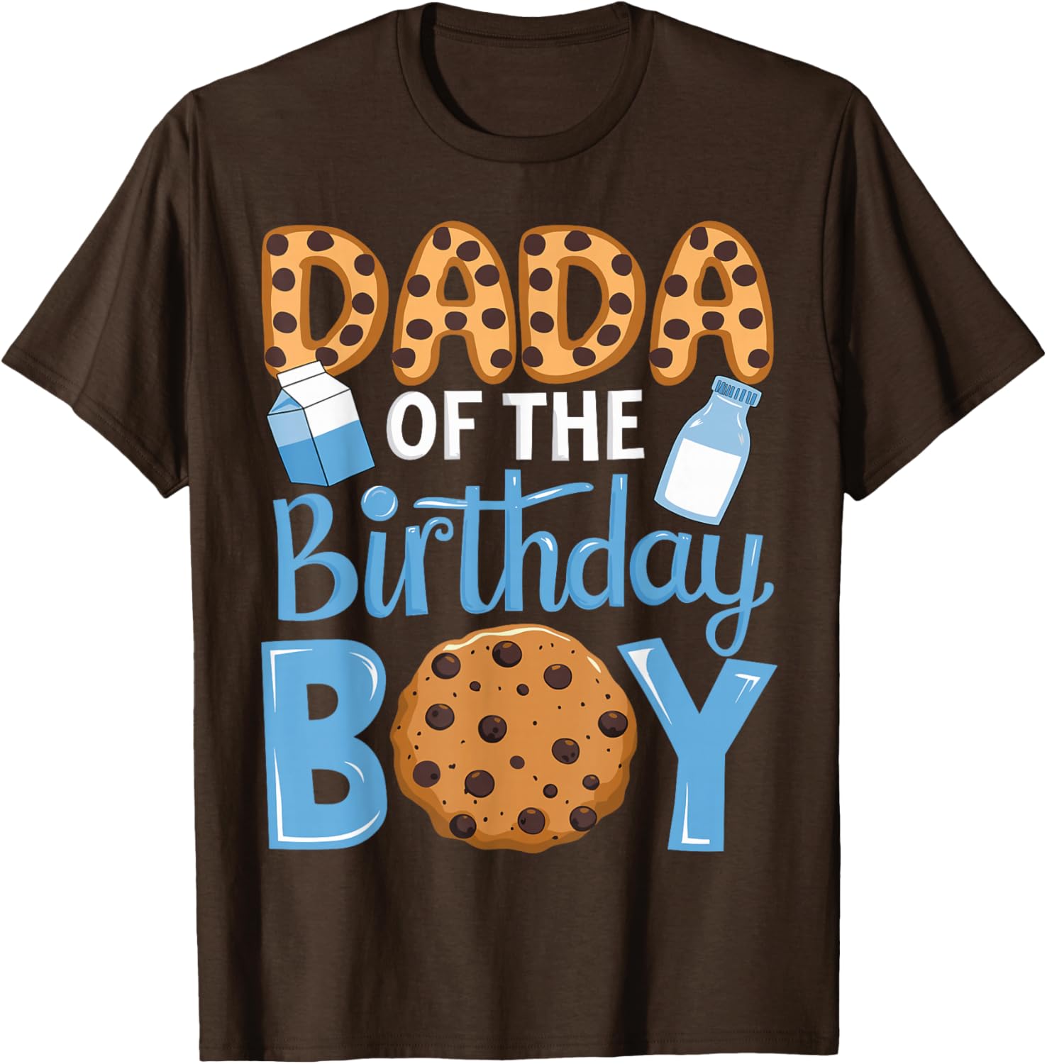 Dada of The Birthday Boy Milk and Cookies Dad 1st Birthday T-Shirt - 5
