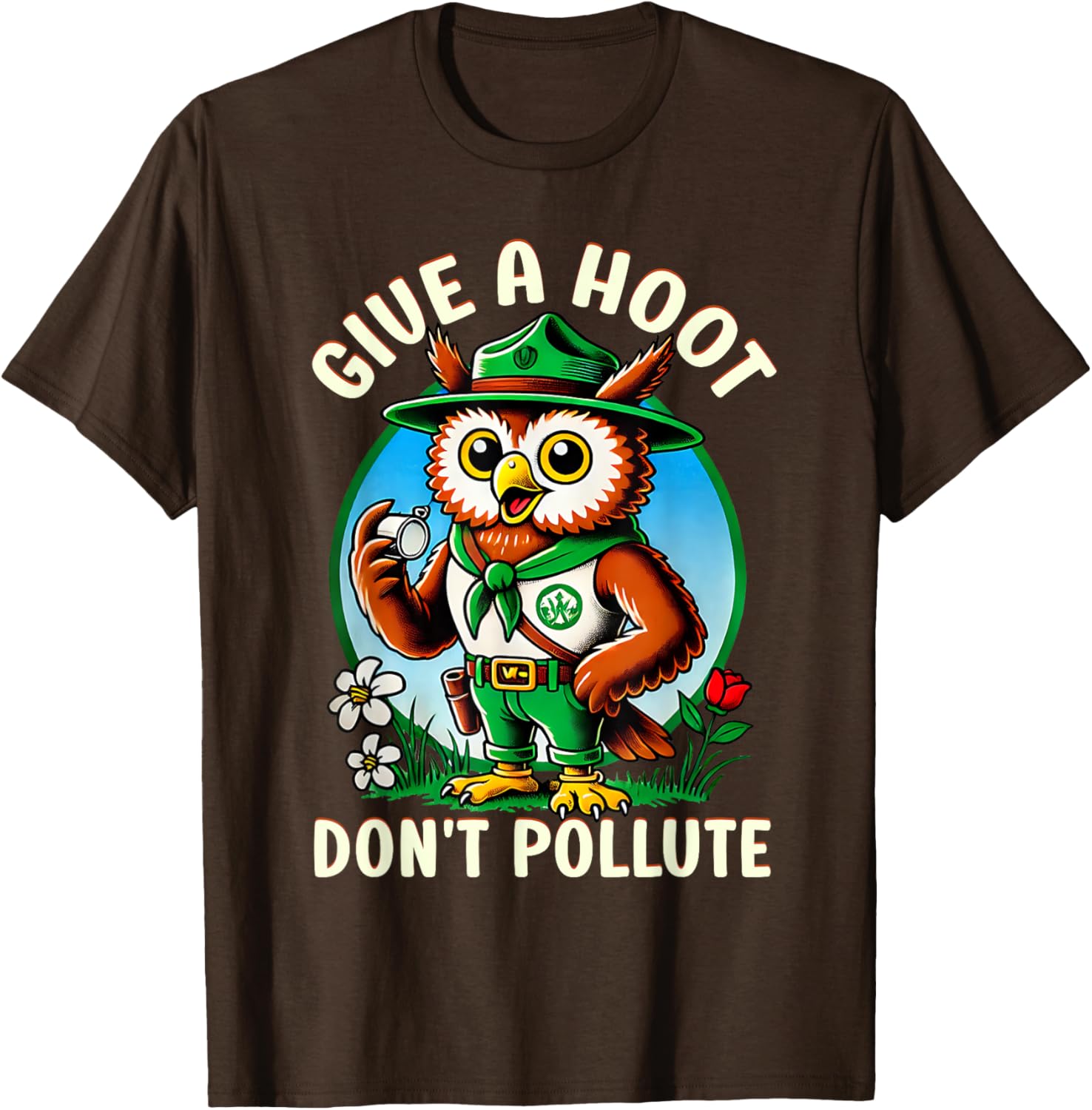 Retro Vintage Owl T-Shirt - Eco-Friendly Give A Hoot Don’t Pollute - 3