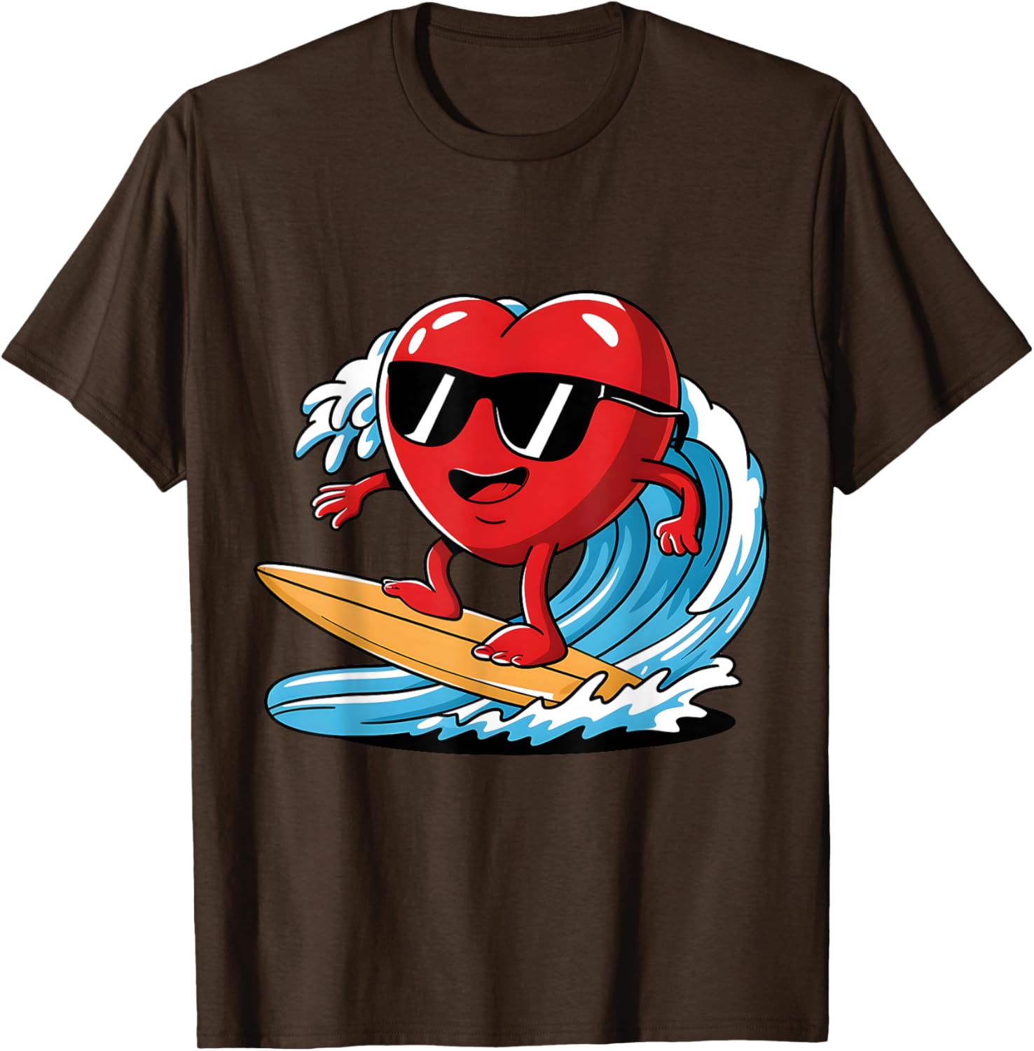 Surfing Heart Funny T-Shirt for Boys and Men - Perfect Valentine's Gift - 1