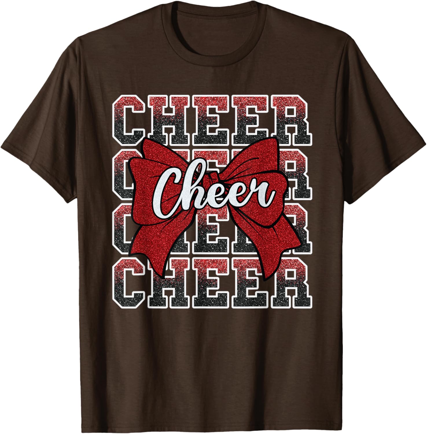Coquette Cheer Bow Funny Sport Cheerleader Red T-Shirt for Cheer Fans - 14