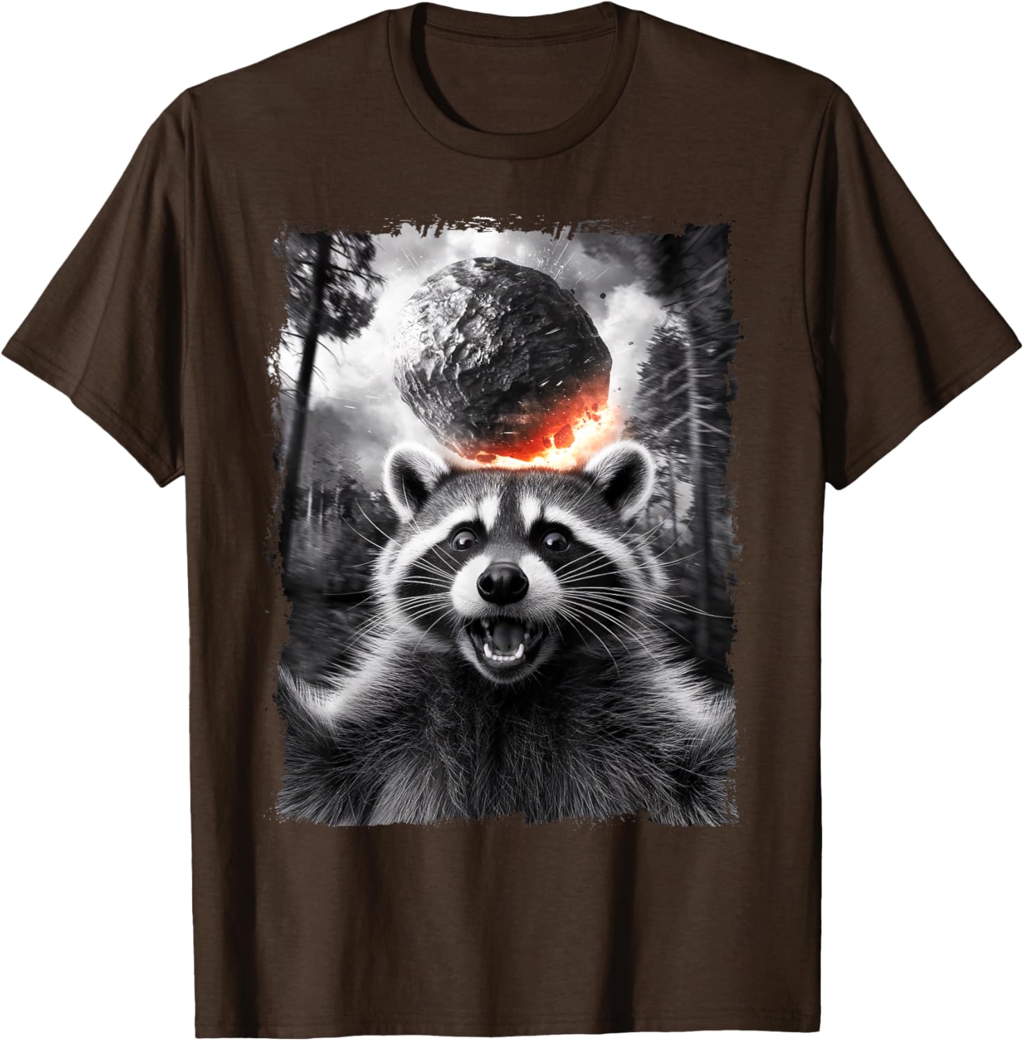2024 Raccoon Asteroid Impact Selfie Photo T-Shirt for Fun Earth Lovers - 19