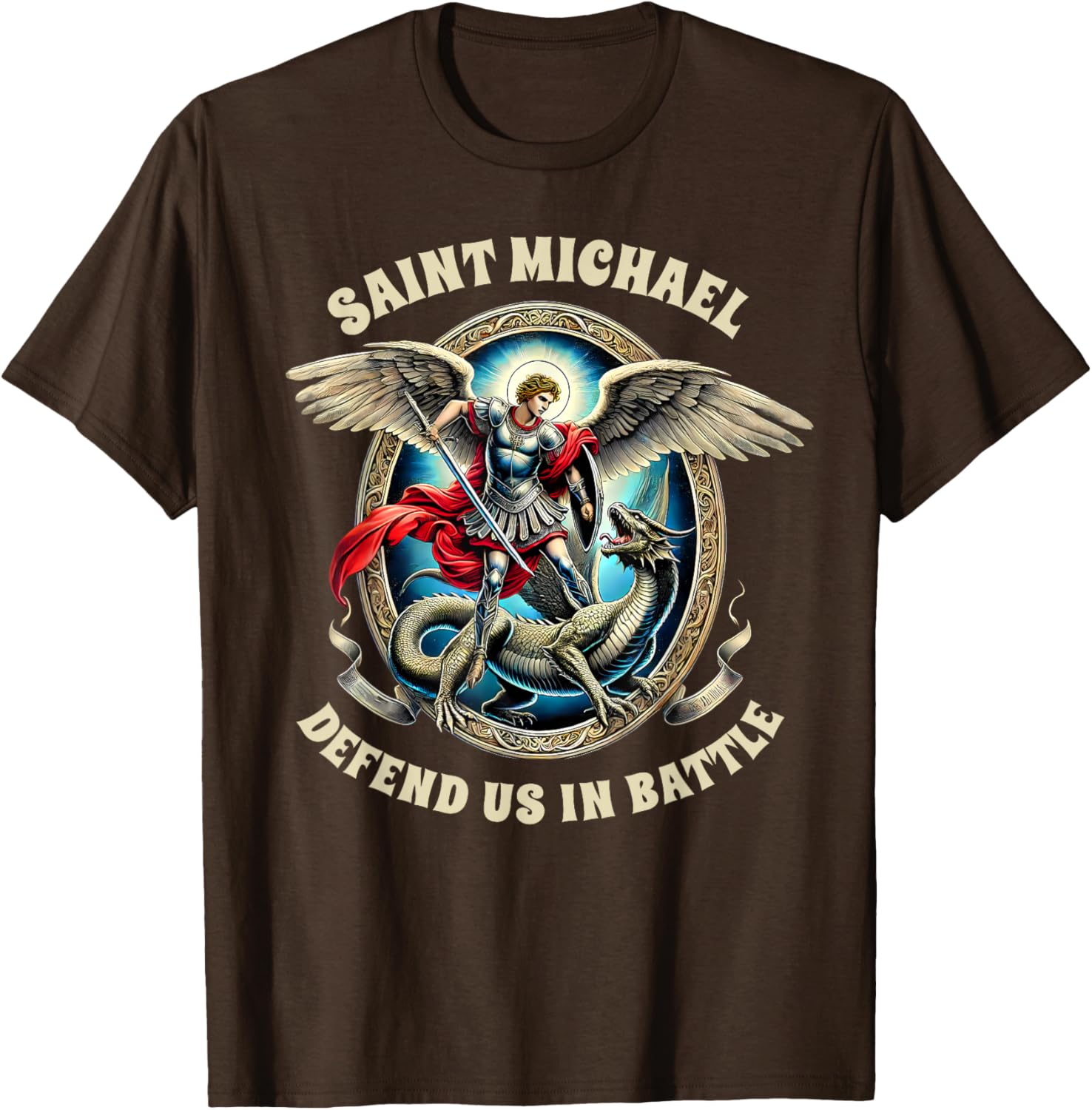St. Michael Catholic Faith T-Shirt Pray For Us Defend Us In Battle - 9