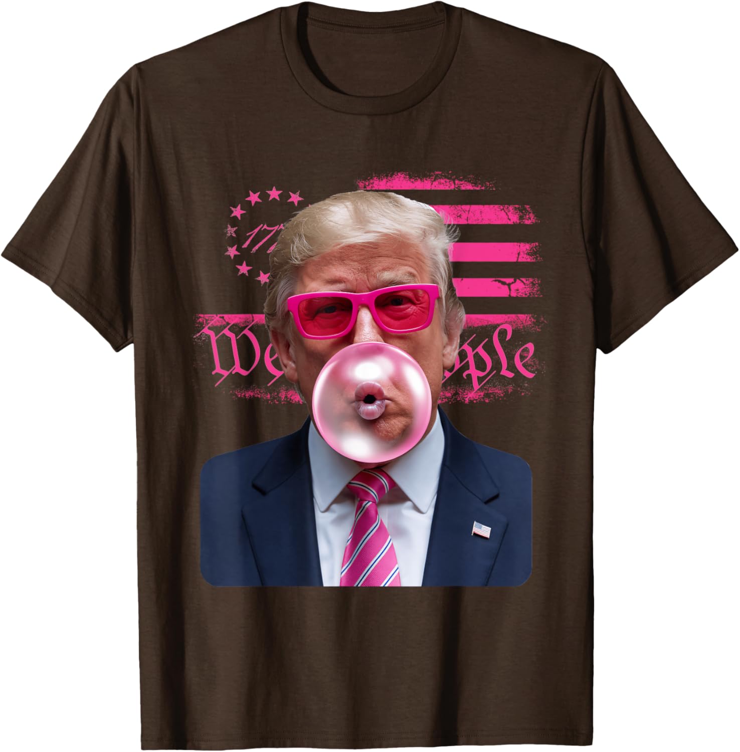Trump Pink Glasses Bubble Gum 4th of July American Flag T-Shirt - 15