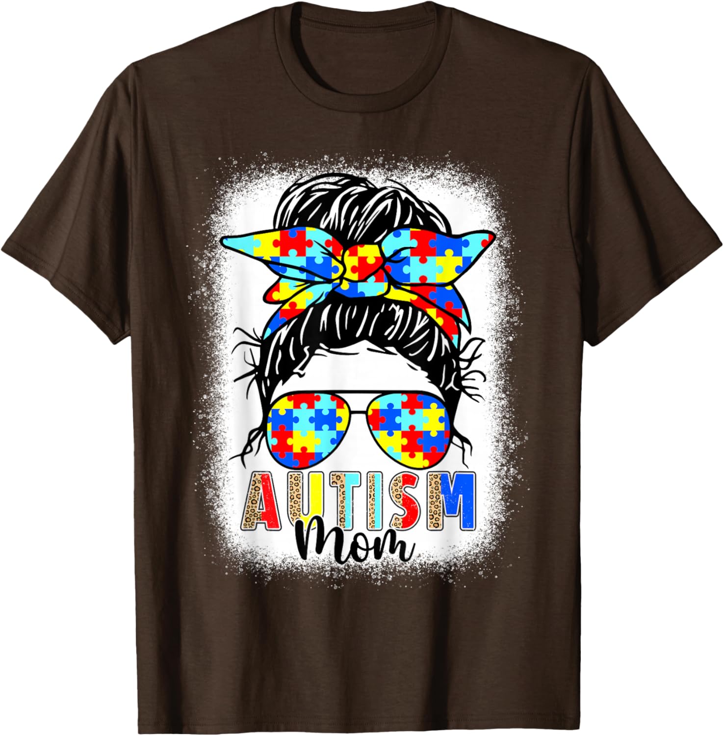 Autism Mom Life Messy Bun T-Shirt Perfect for Mother's Day Gift - 10