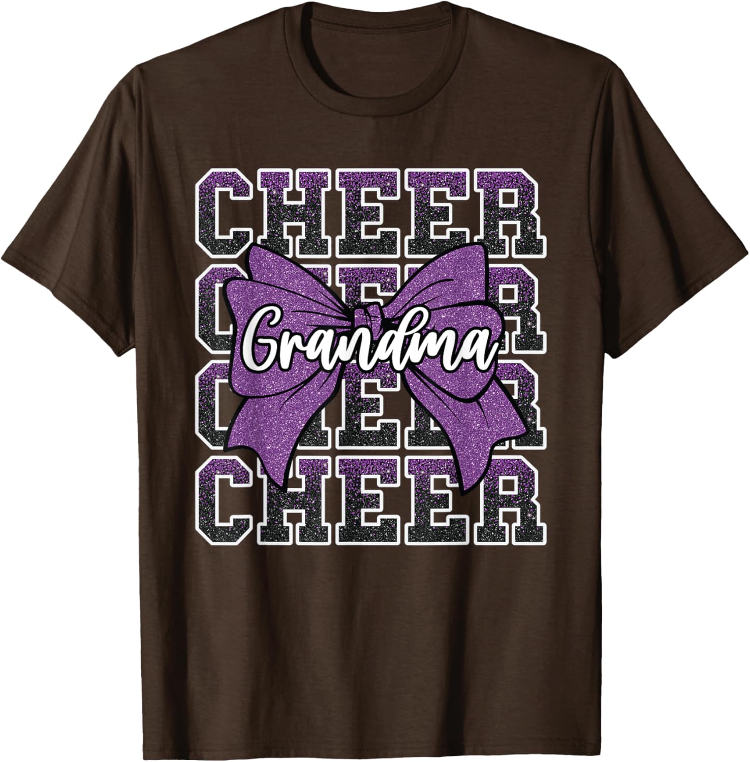 Cheer Grandma Bow Sport Purple T-Shirt for Cheerleaders and Fans - 8