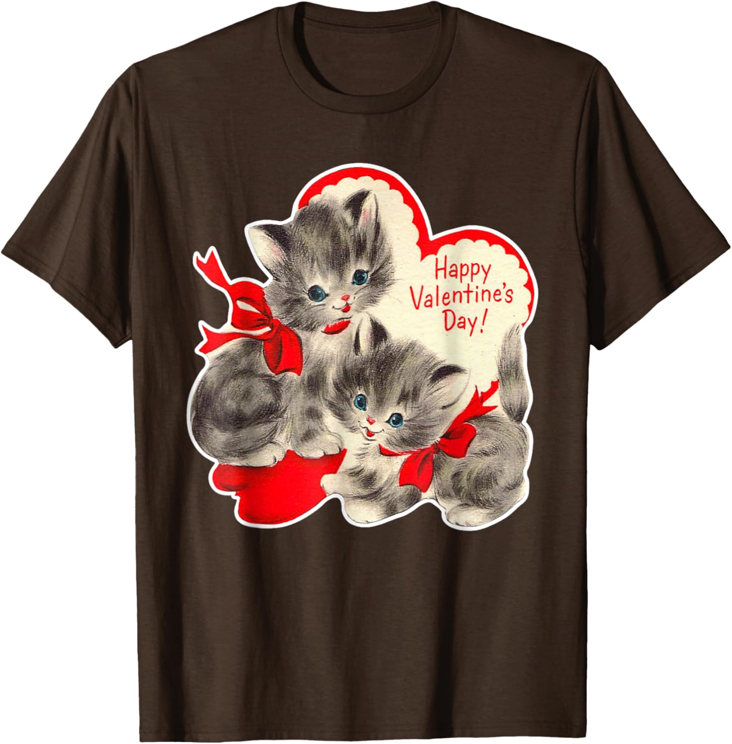 Vintage Valentine's Day Cat T-Shirt Retro Kitten Love Top for Pet Lovers - 7