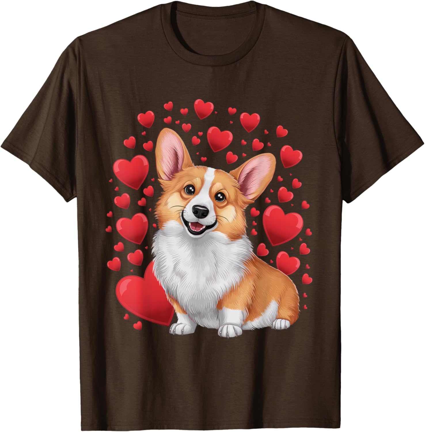 Corgi Dog Valentine's Day T-Shirt for Dog Lovers - Unisex Small Black Tee - 14
