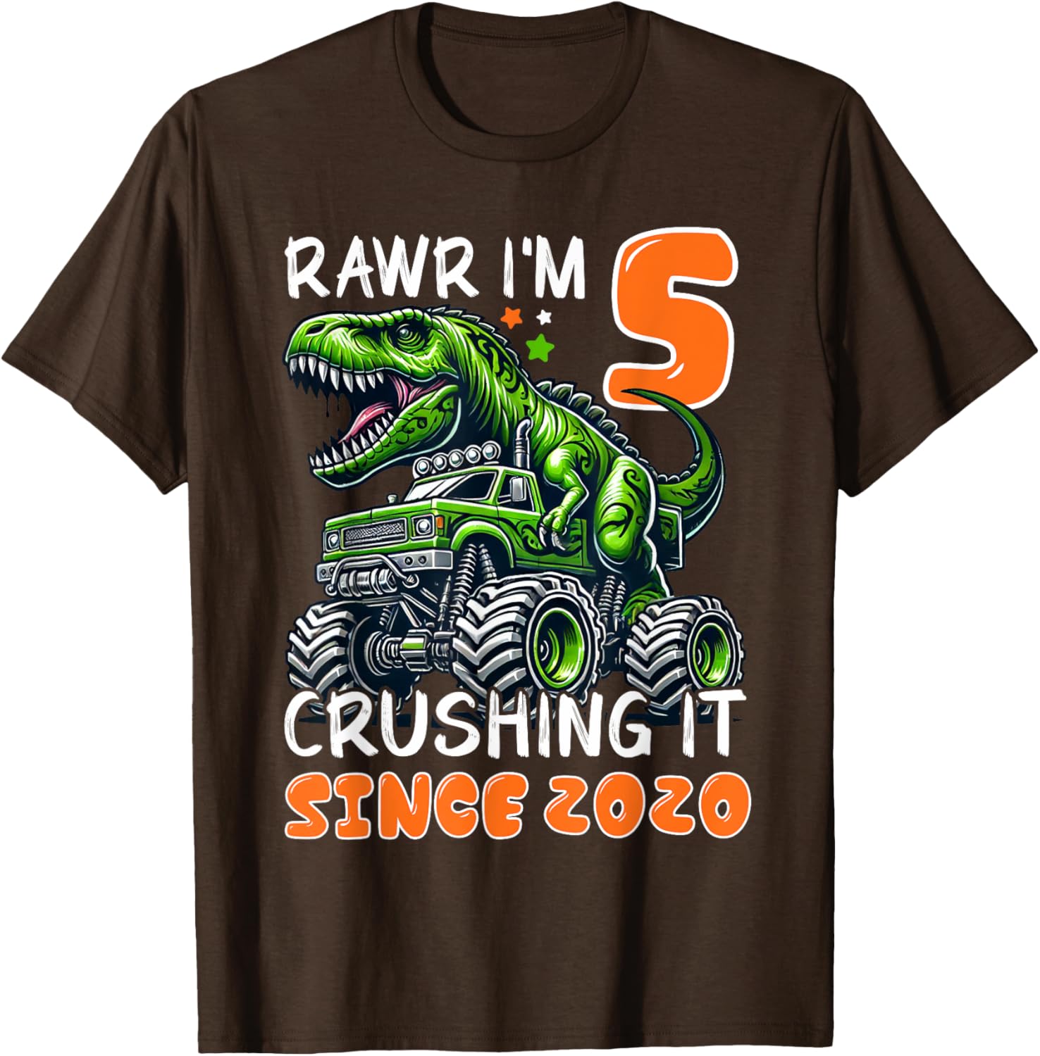 5th Birthday Monster Truck Dinosaur T-Shirt for Boys Rawr I'm 5 Fun! - 15