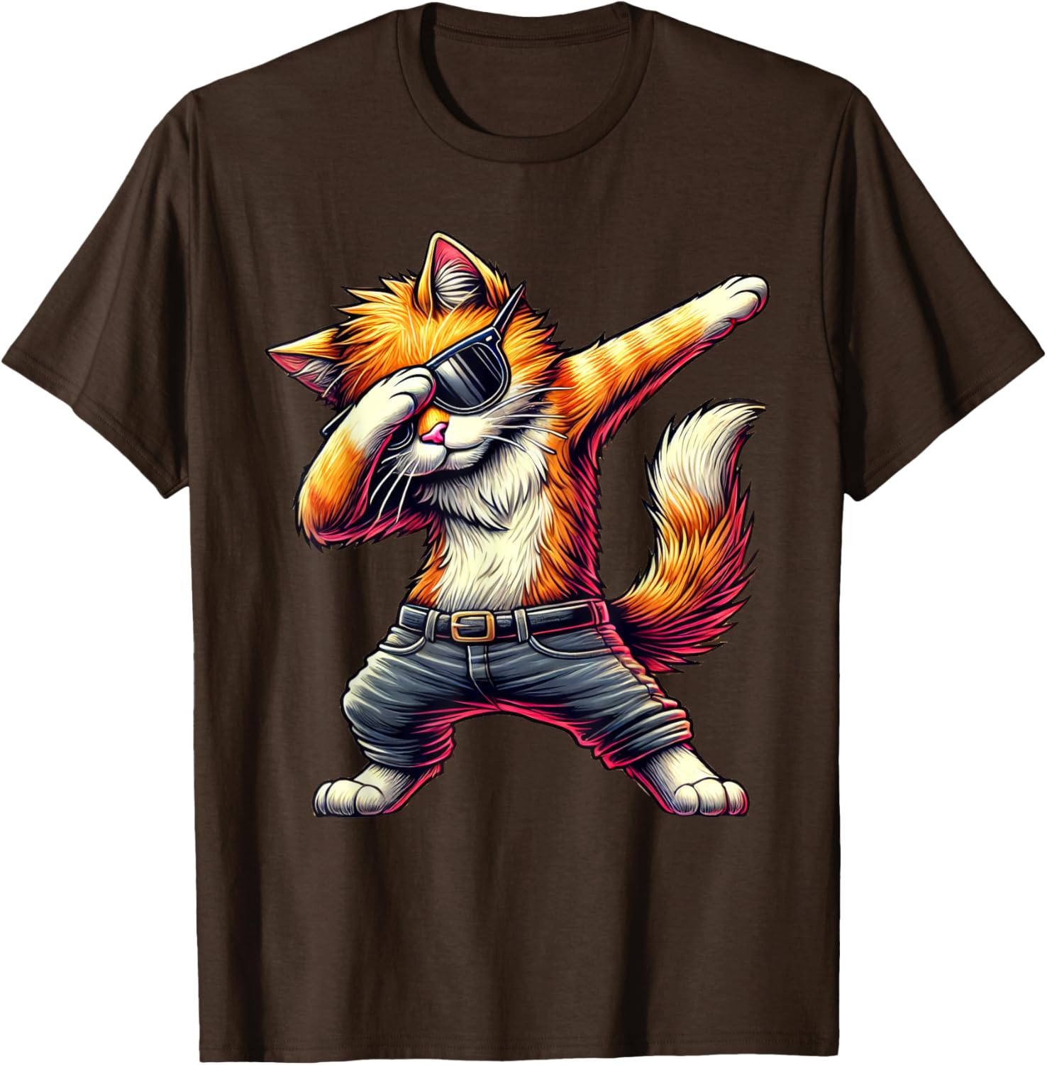 Cool Cat Dabbing in Sunglasses T-Shirt for Cat Lovers and Fashion Fans - 8