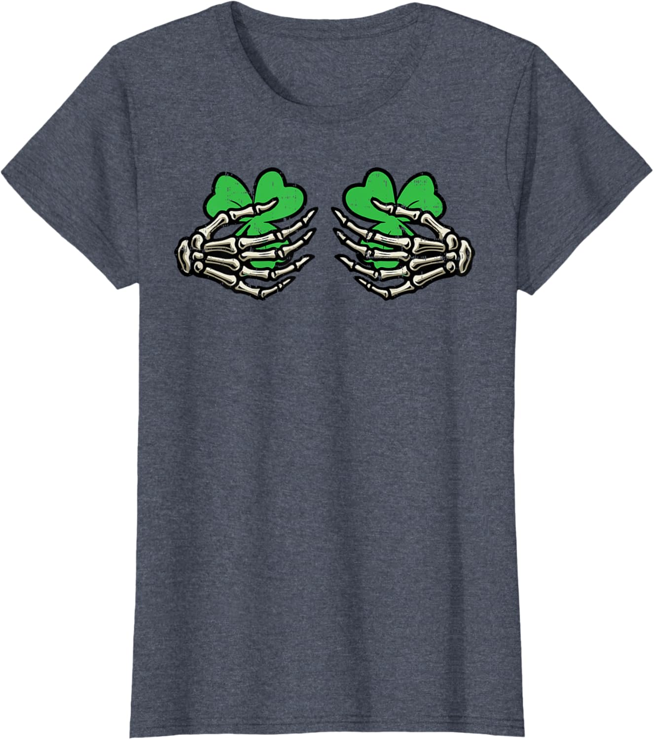 St Patricks Day Skeleton Hand Clover T-Shirt for Women - Fun Saint Patty's Style - 26