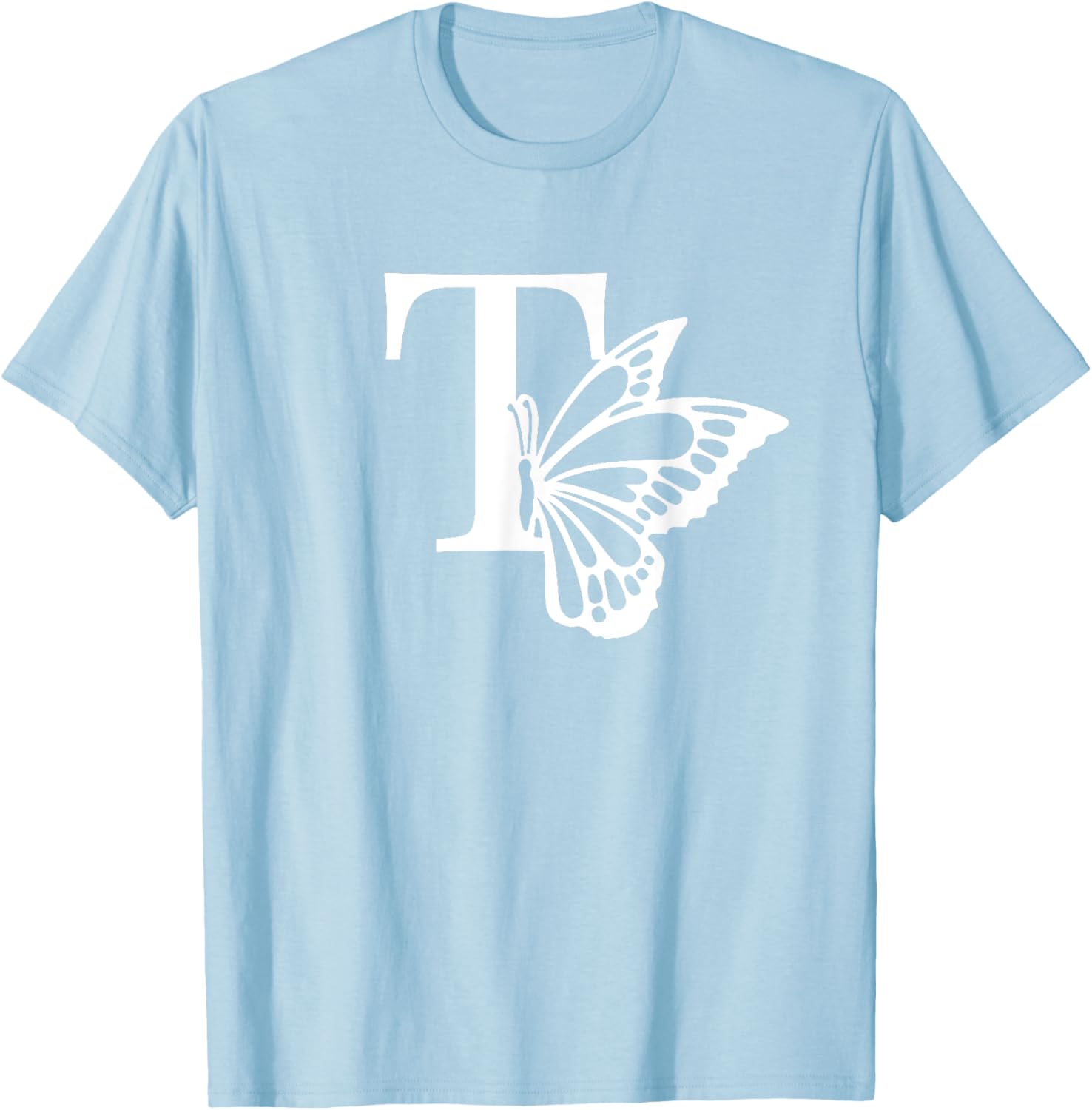 Butterfly Monogram Initial T T-Shirt Stylish Alphabet Tee for Women - 4