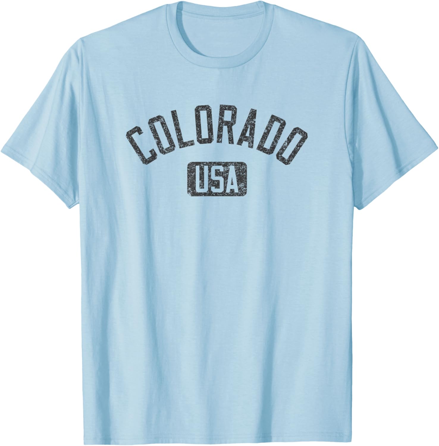 Colorado USA Arched Distressed Black Print T-Shirt for Casual Style - 26