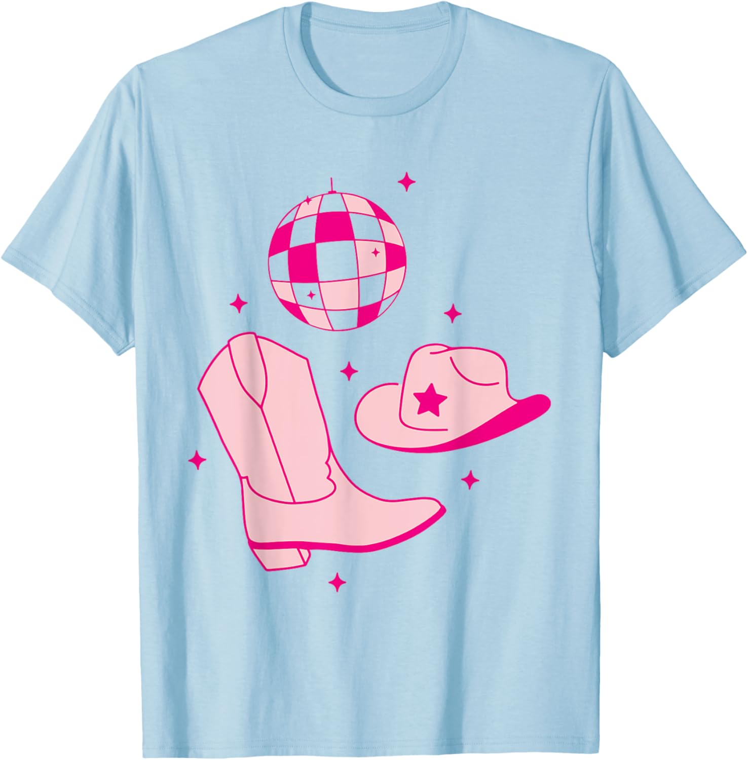 Cute Cowgirl Coquette Pink T-Shirt for Women and Girls - Rodeo Style - 11