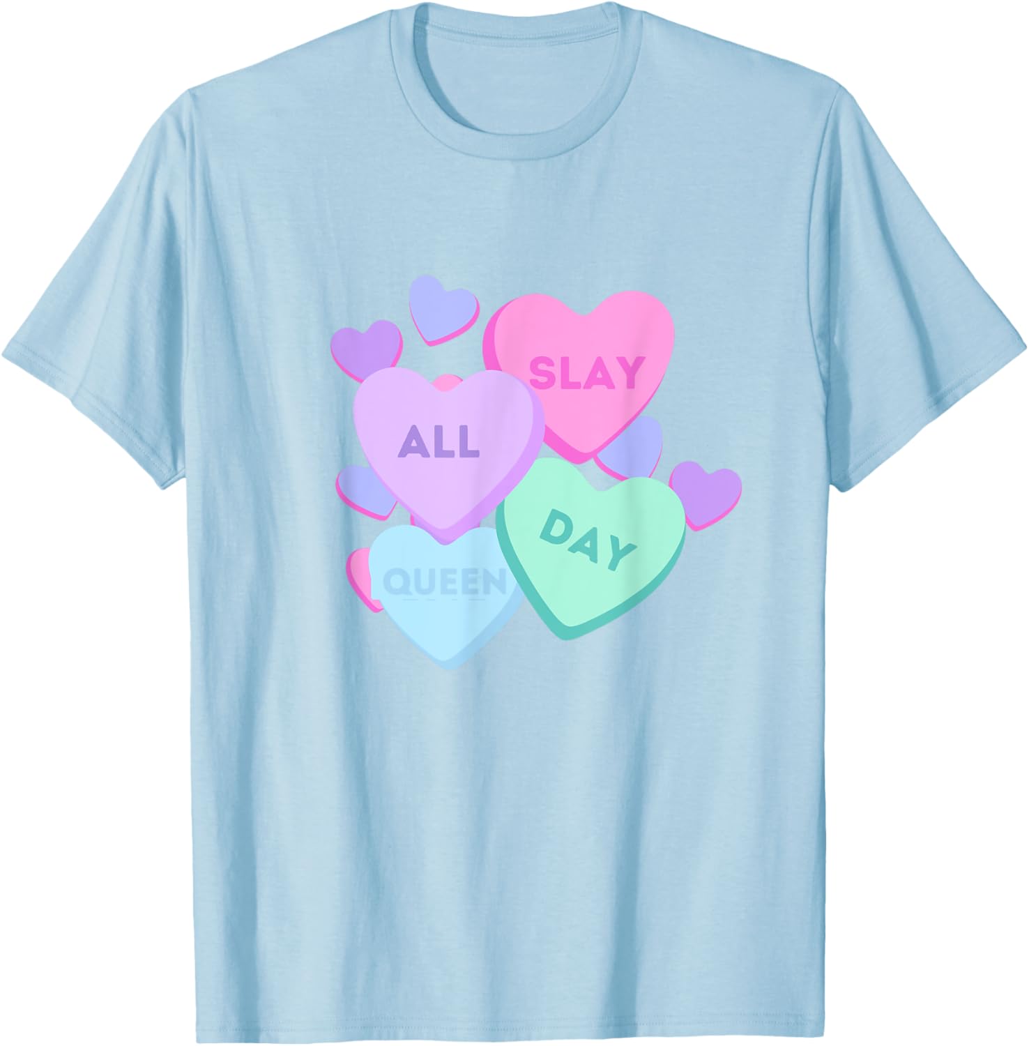 Slay All Day Pastel Heart Candy Graphic T-Shirt for Valentine's Day - 4