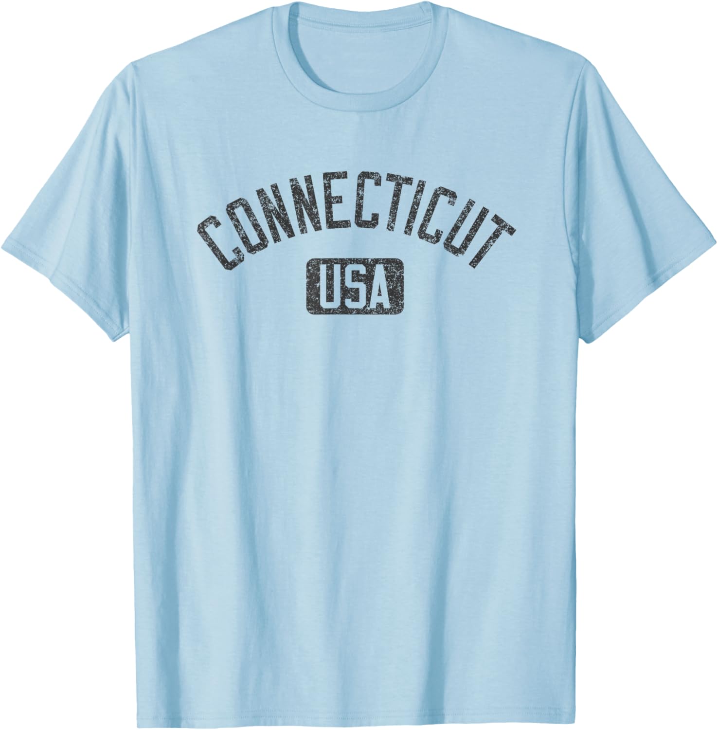 Connecticut Arched Text Distressed Black Print T-Shirt for Casual Style - 28