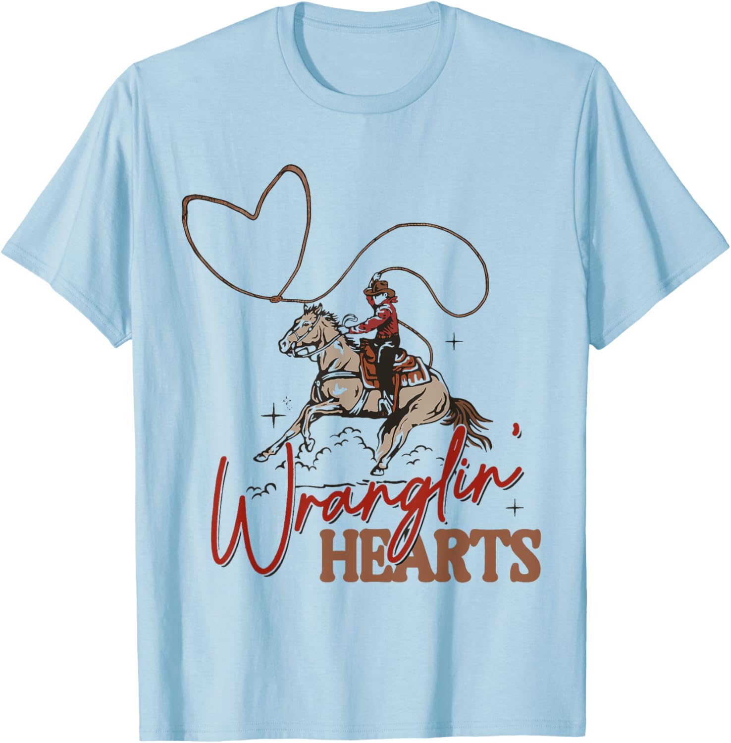 Wranglin Hearts Cowboy Western Valentines T-Shirt for Fun Loving Couples - 1