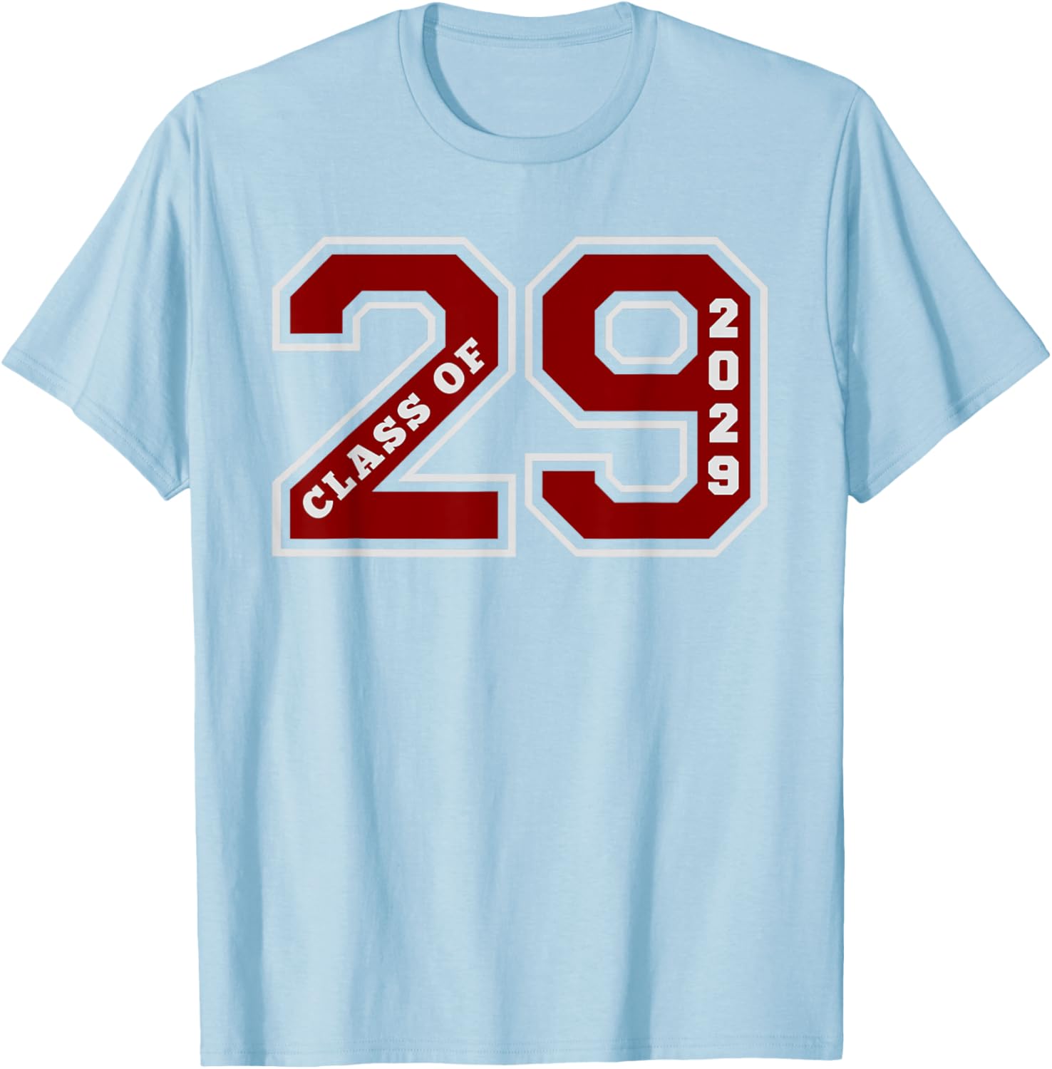 Class of 2029 Maroon Letterman Style Grad T-Shirt for Future Graduates - 8