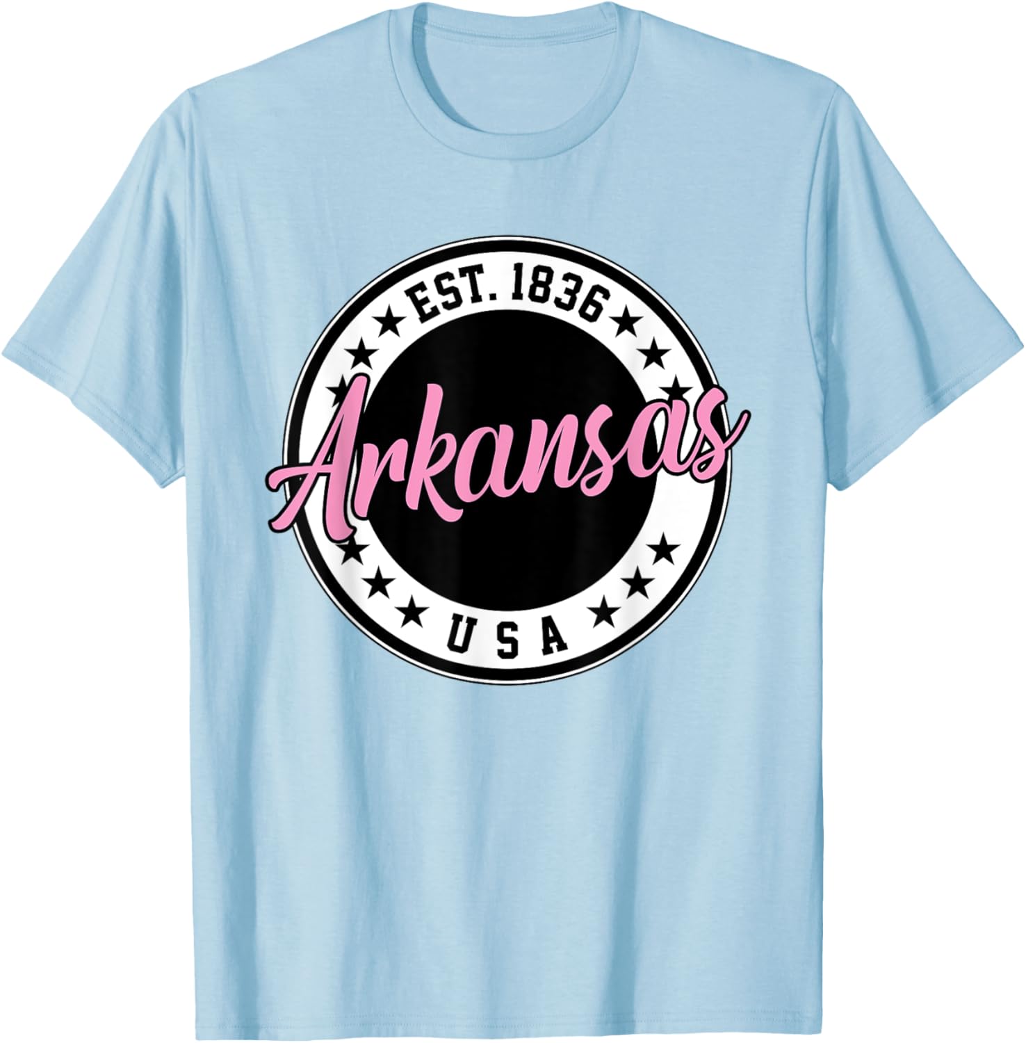 Arkansas Script Circle Pink Text T-Shirt for Stylish Comfort - 12