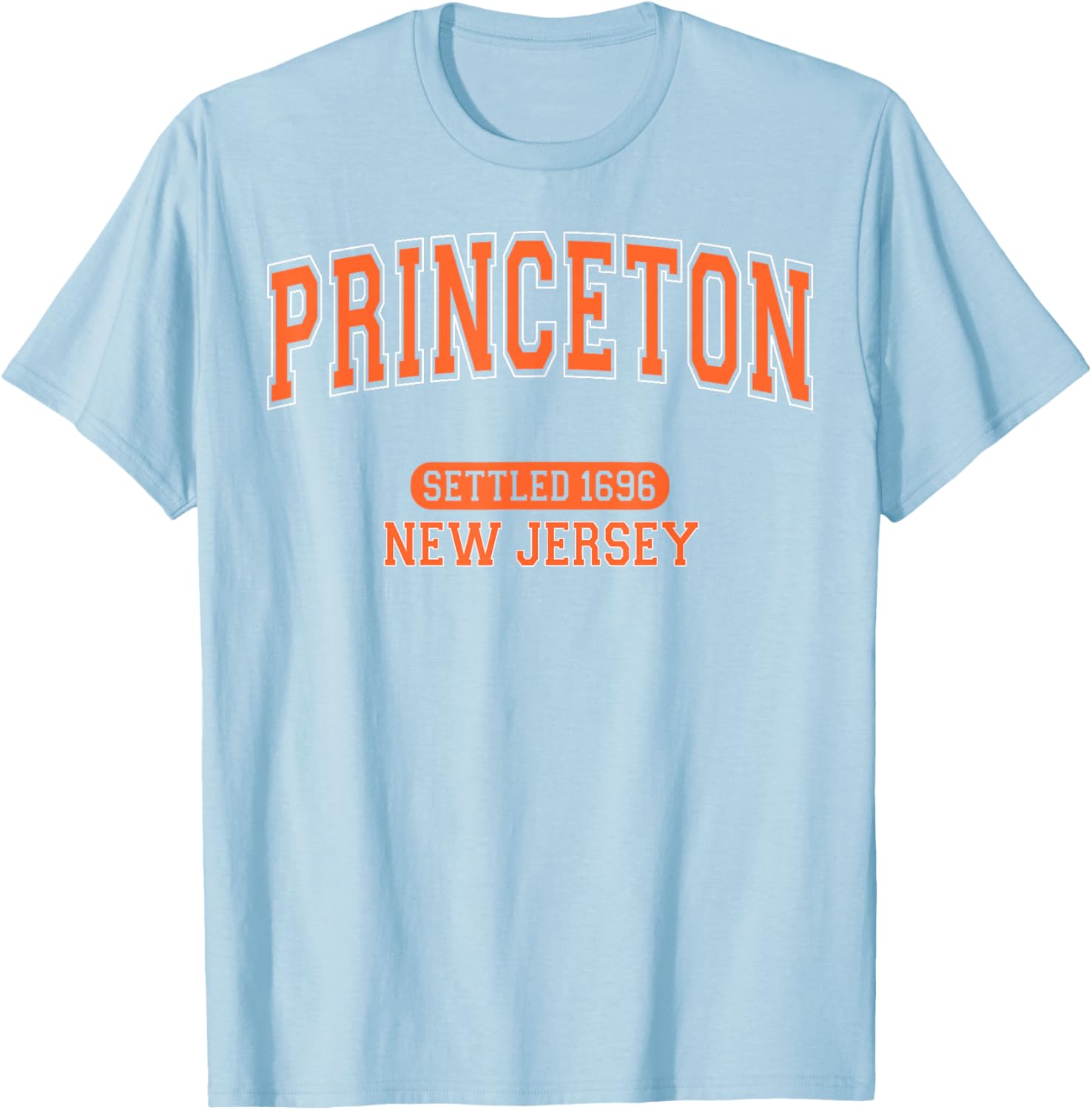 Vintage Arched Orange T-Shirt Celebrating Princeton New Jersey 1696 - 7