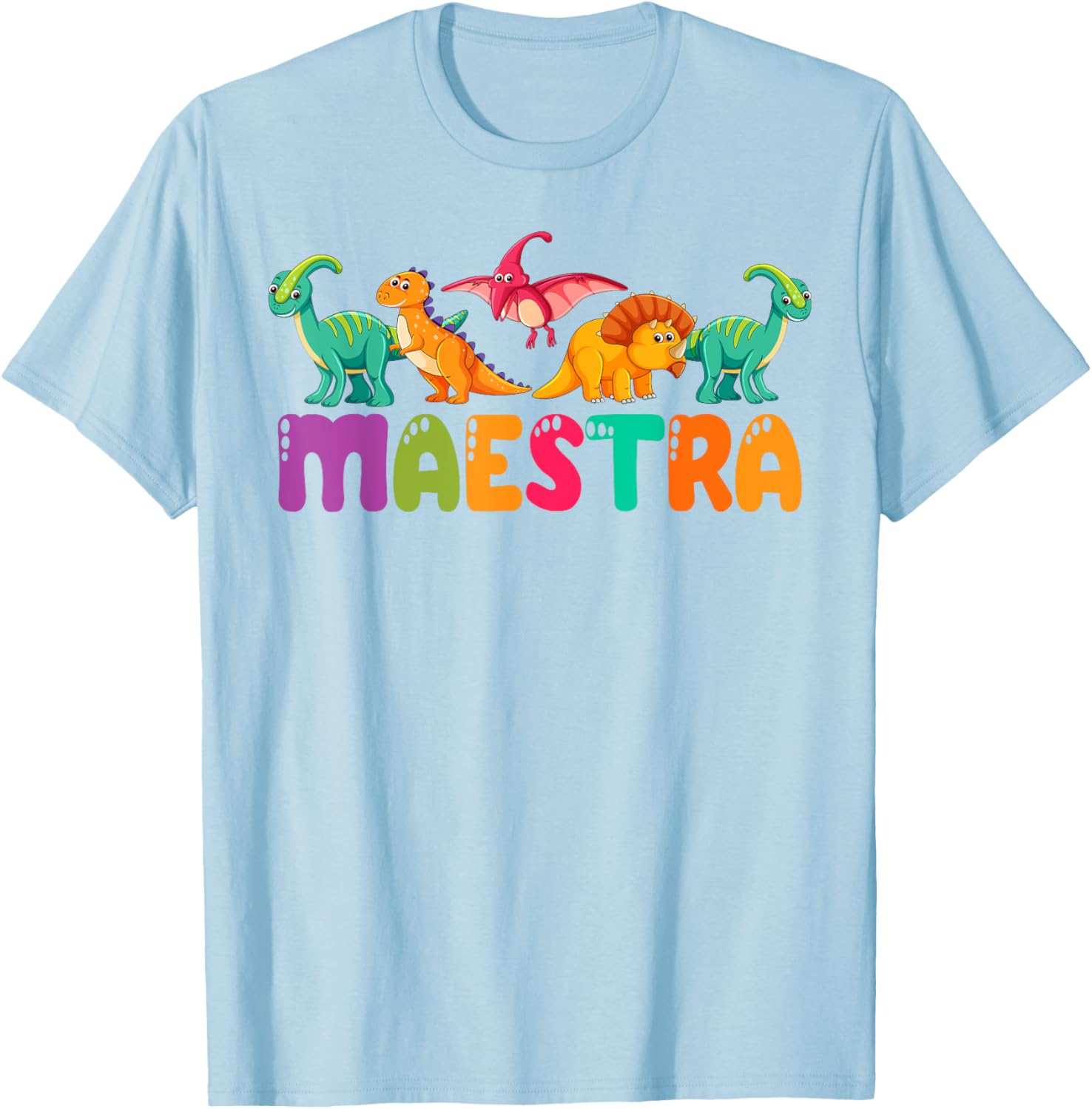 Cute Dinosaurs Bilingual Teacher T-Shirt for Maestra Spanish Teachers - 16